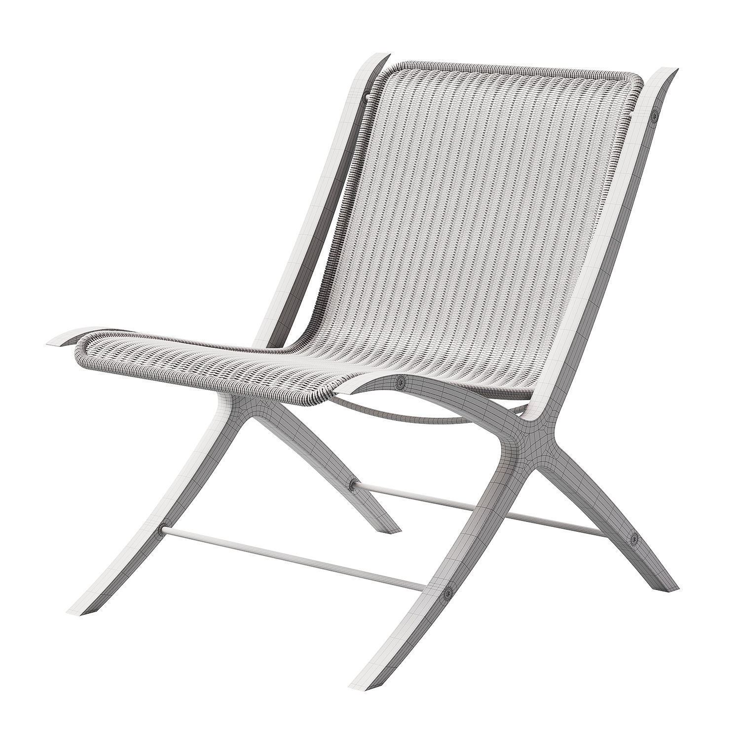 X chair Low-poly 3D model_4