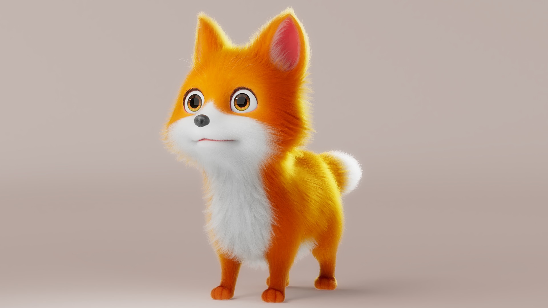 Cartoon Fox Dog Rigged 3D model_9