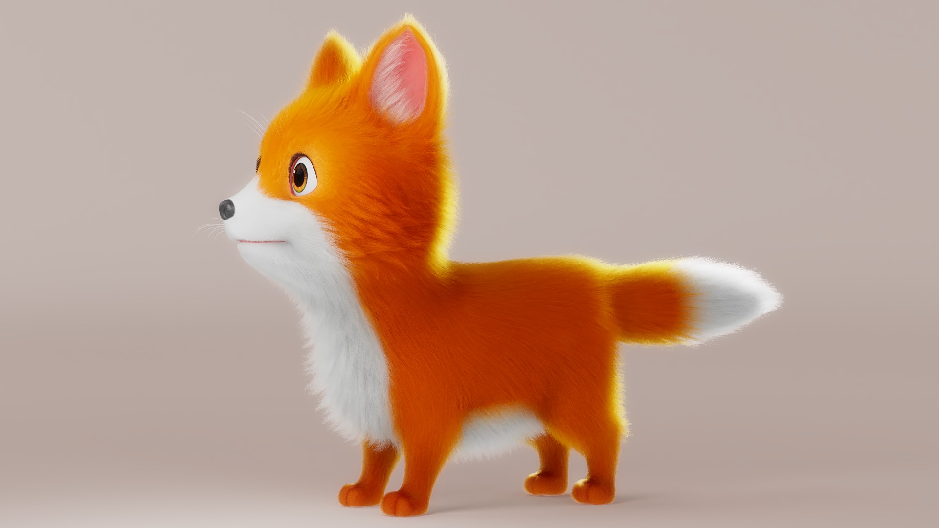 Cartoon Fox Dog Rigged 3D model_16