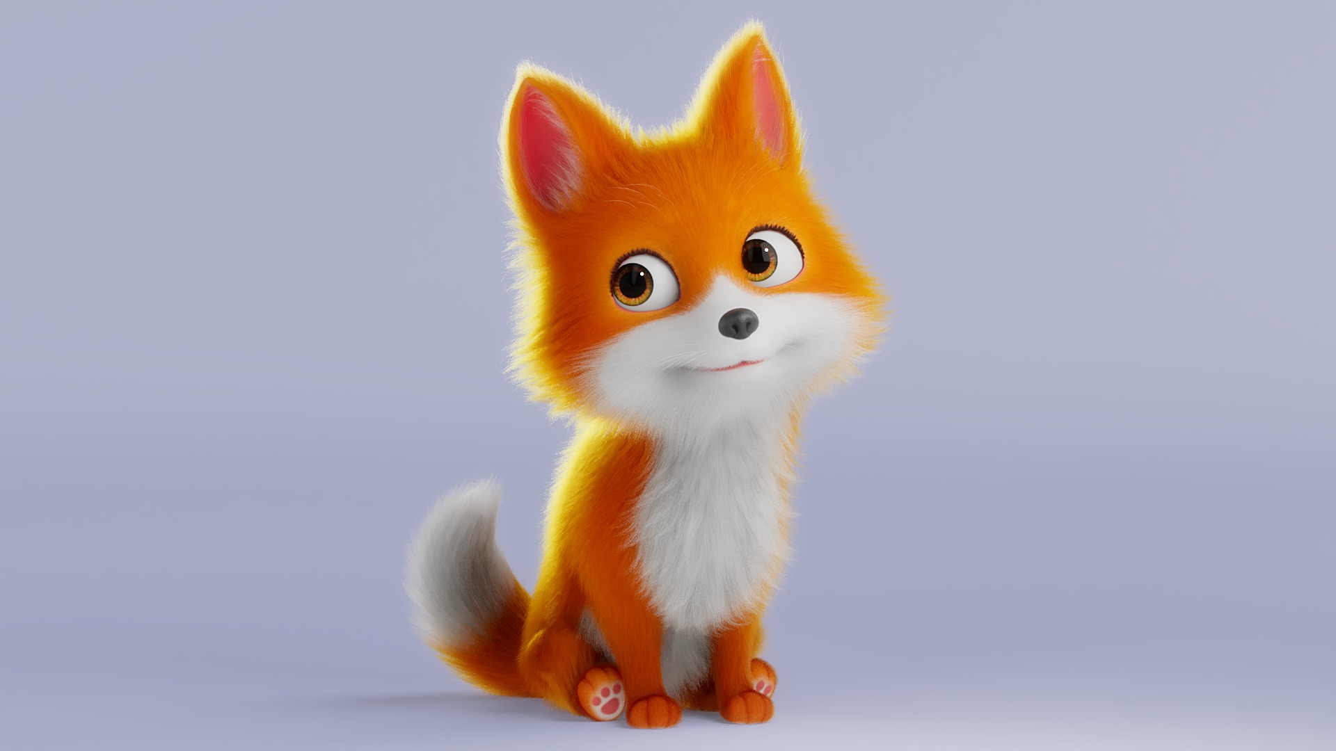 Cartoon Fox Dog Rigged 3D model_4