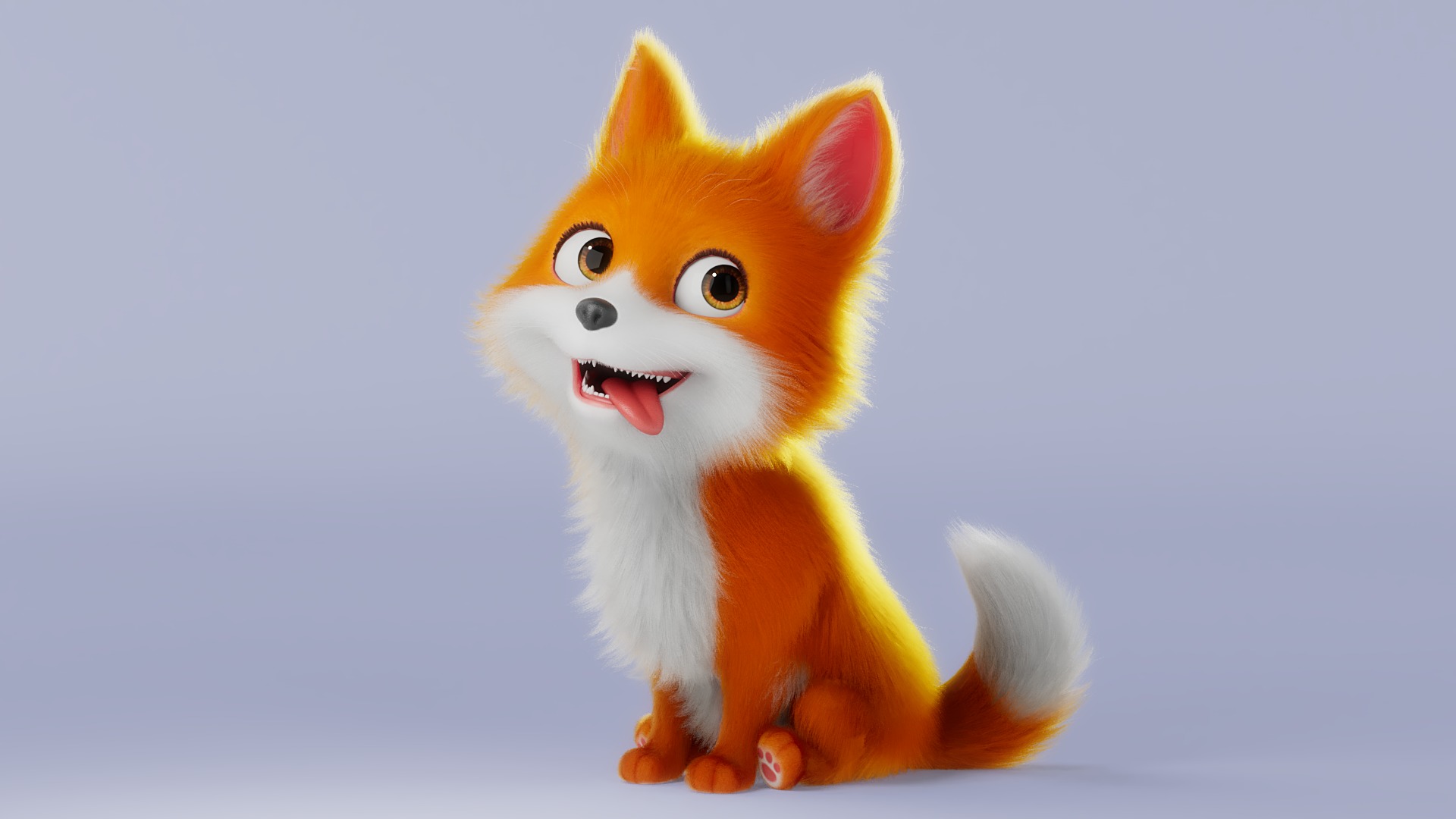 Cartoon Fox Dog Rigged 3D model_3