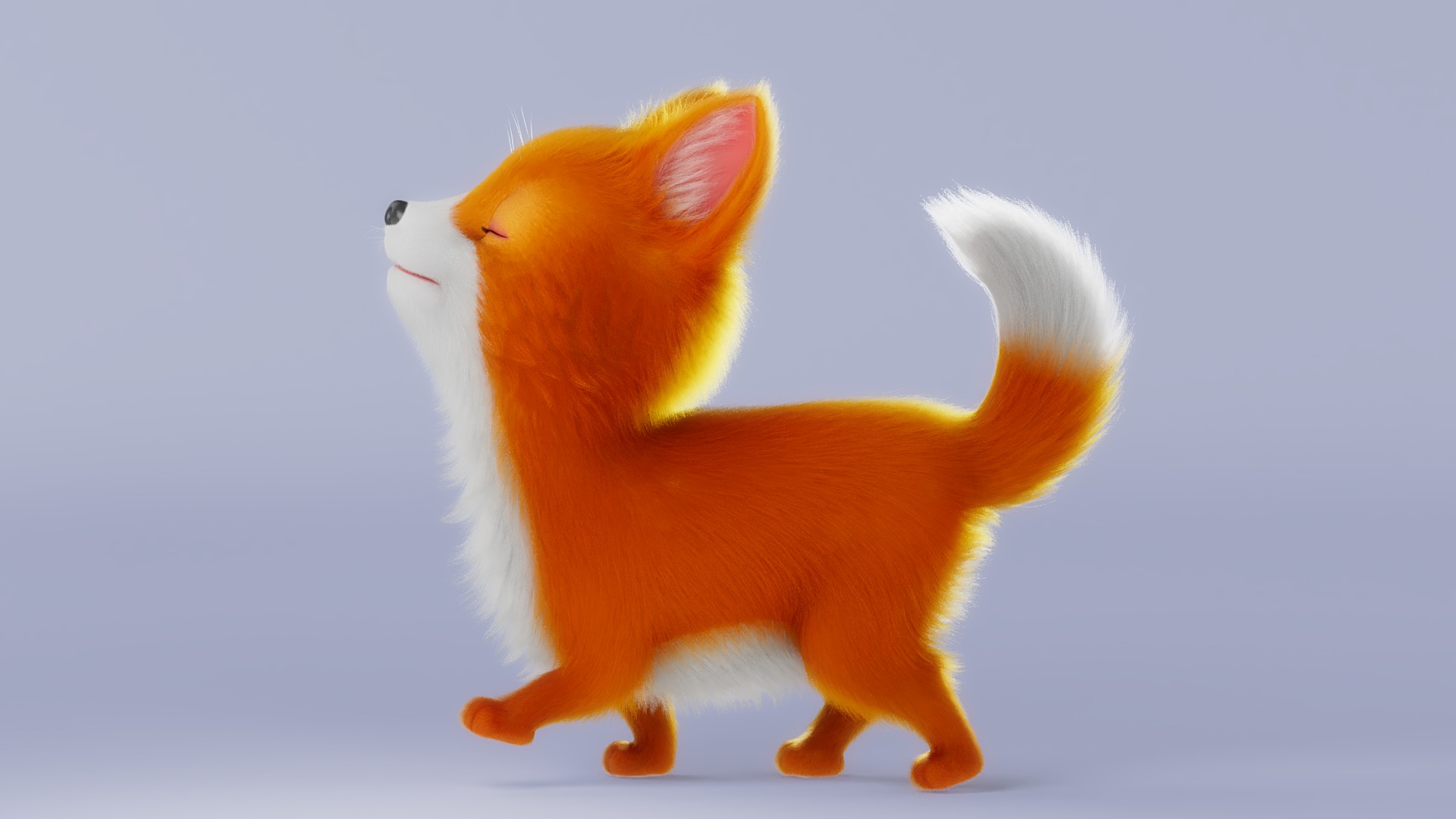 Cartoon Fox Dog Rigged 3D model_5