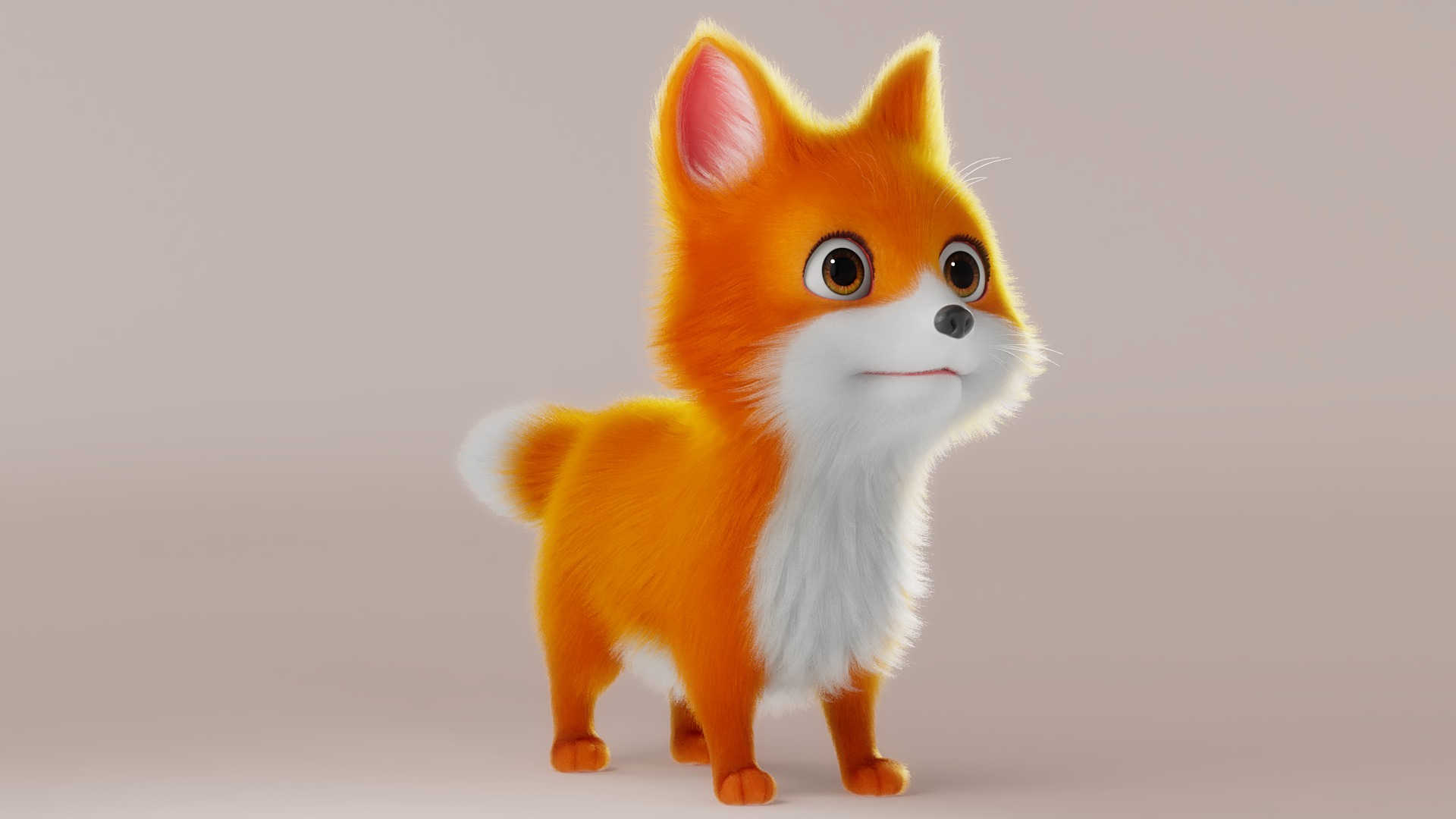 Cartoon Fox Dog Rigged 3D model_10