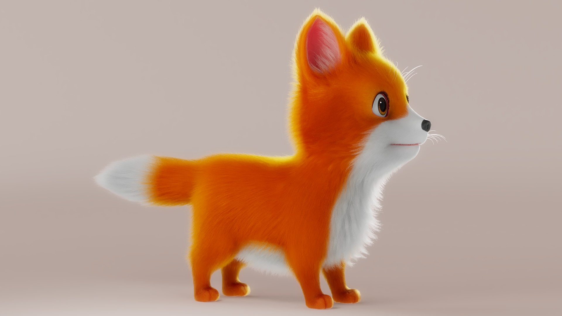 Cartoon Fox Dog Rigged 3D model_11