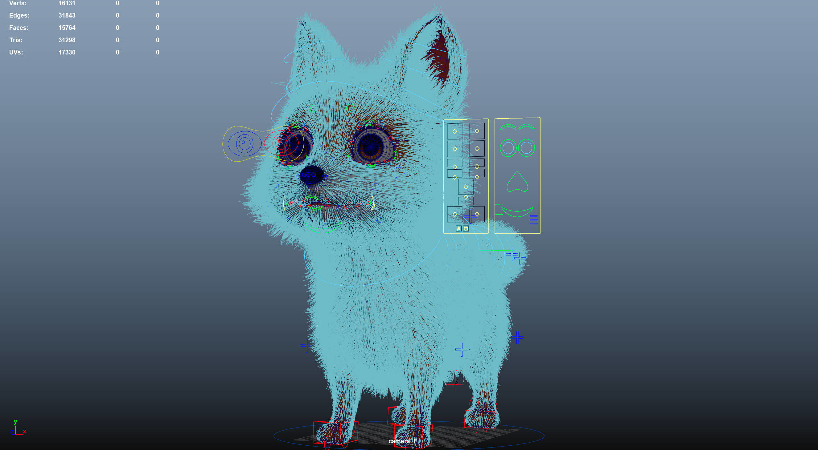 Cartoon Fox Dog Rigged 3D model_26