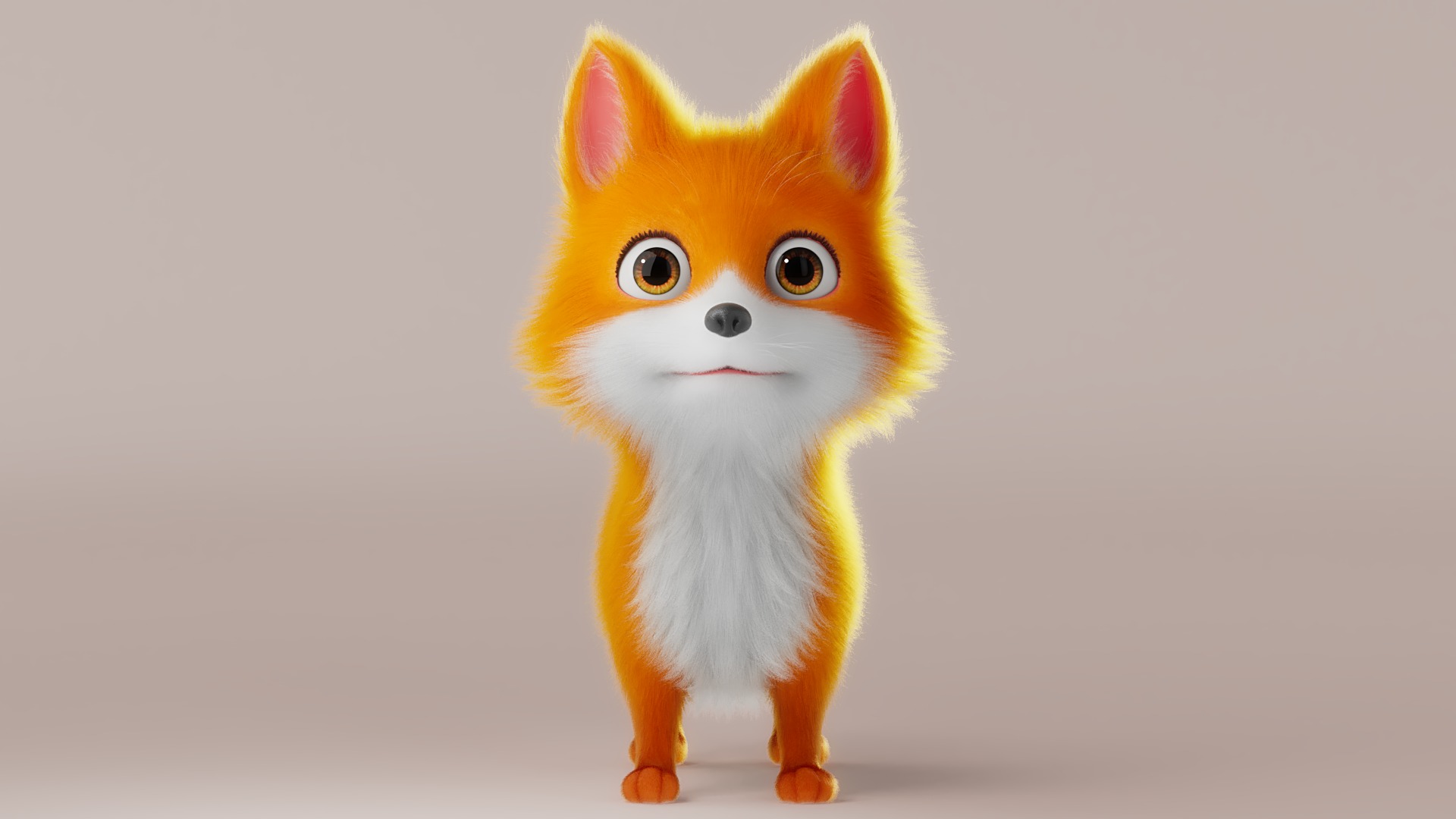 Cartoon Fox Dog Rigged 3D model_8