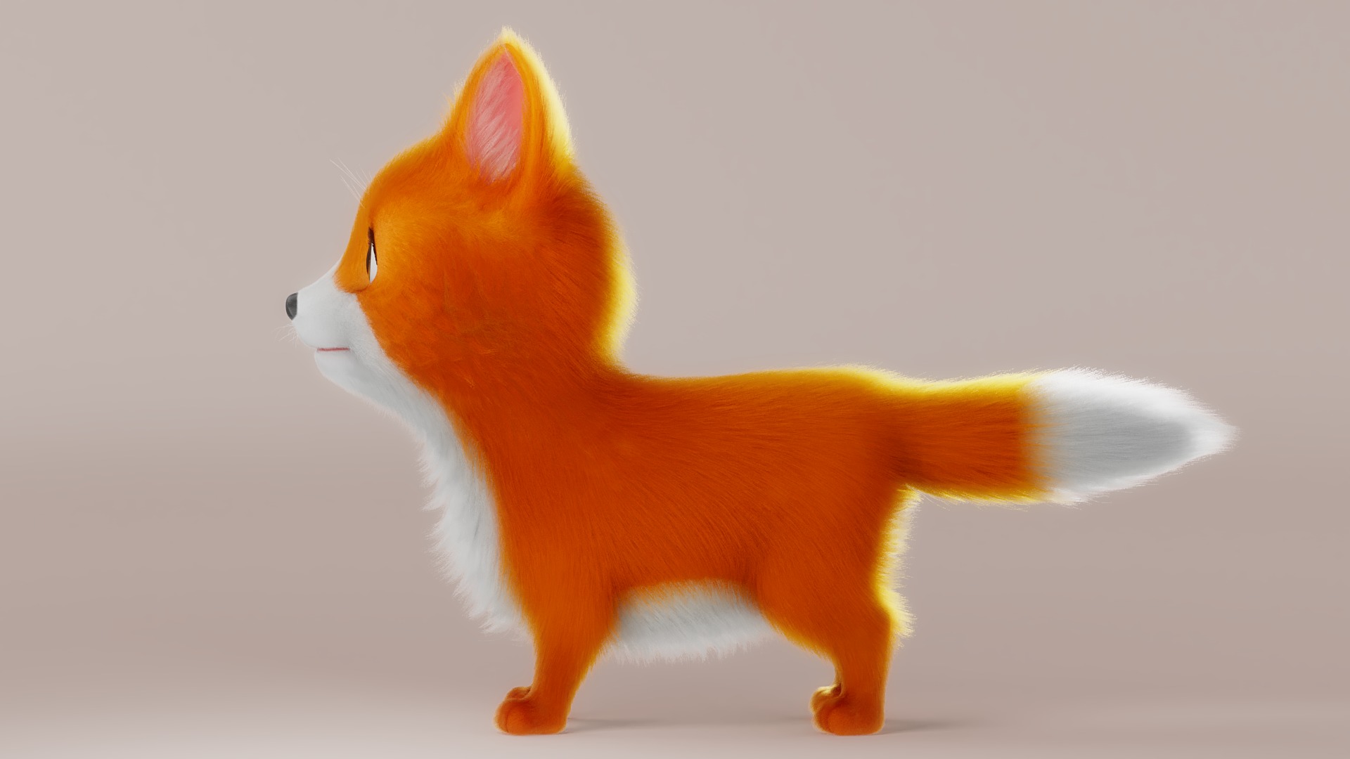 Cartoon Fox Dog Rigged 3D model_13