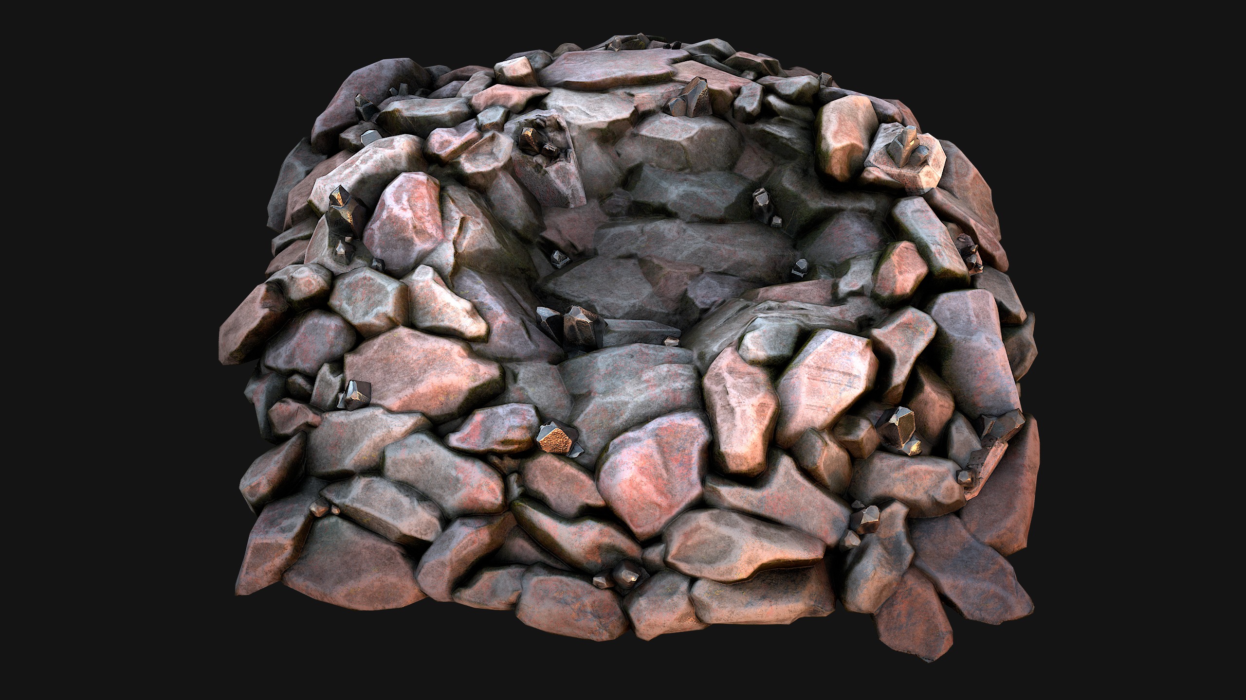Deposits of Tin Ore Stones and Rocks Low-poly 3D model_21