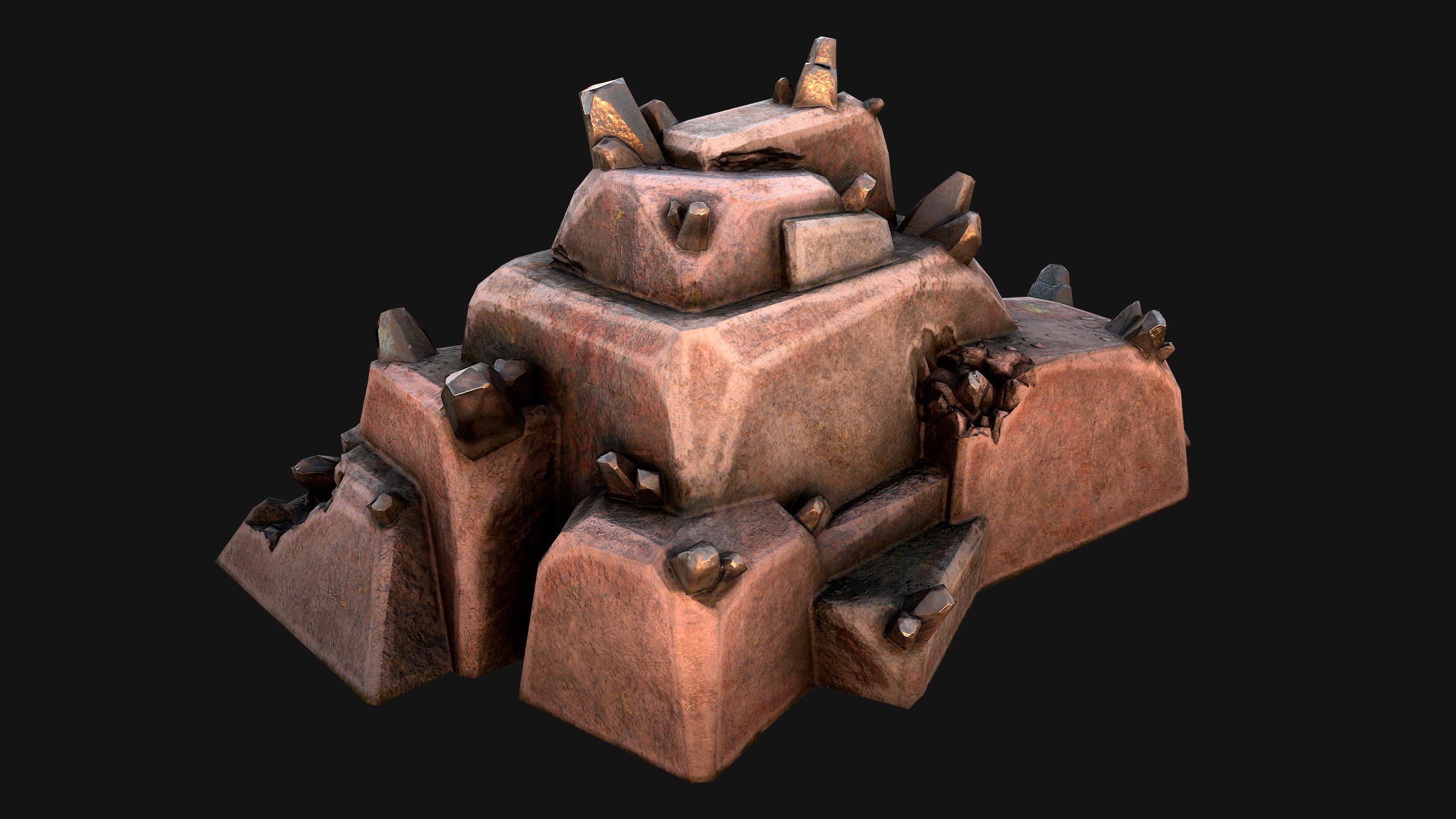 Deposits of Tin Ore Stones and Rocks Low-poly 3D model_15