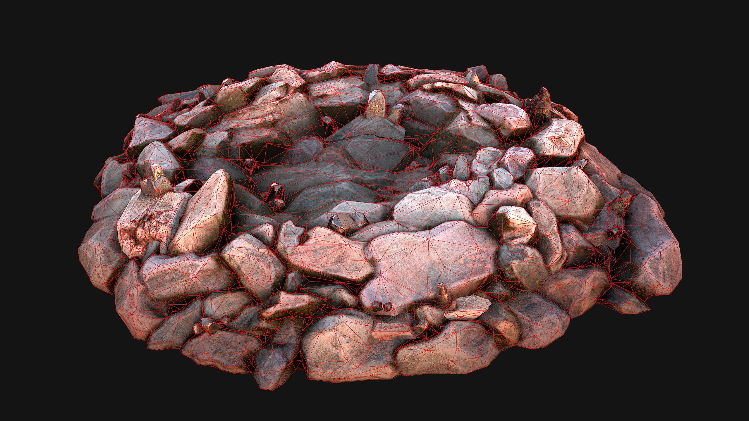 Deposits of Tin Ore Stones and Rocks Low-poly 3D model_30