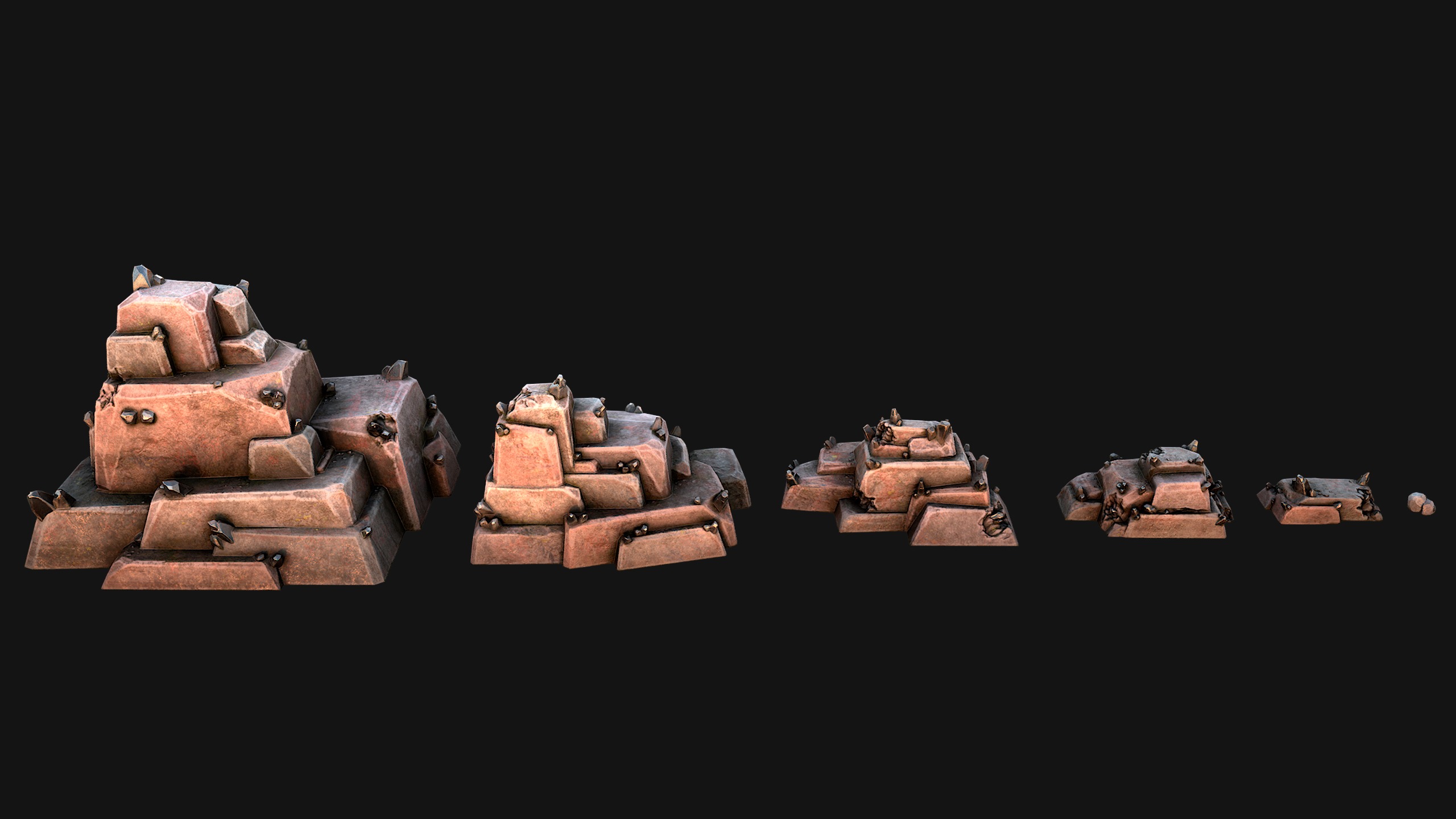 Deposits of Tin Ore Stones and Rocks Low-poly 3D model_11