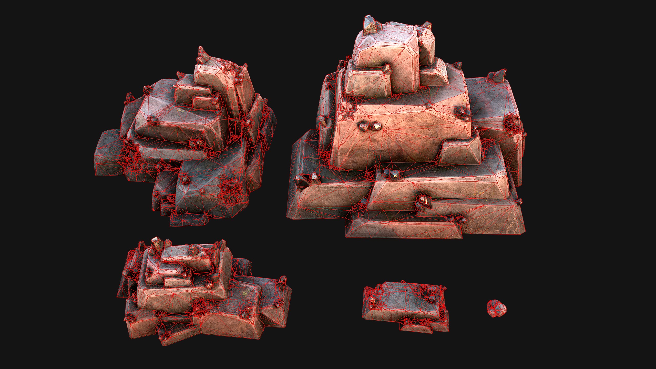 Deposits of Tin Ore Stones and Rocks Low-poly 3D model_33