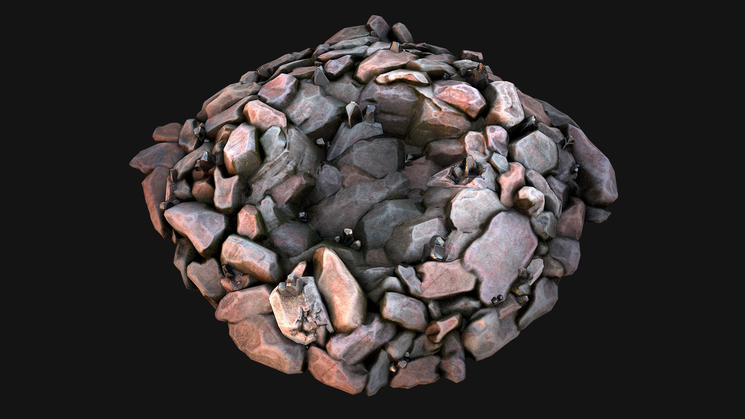 Deposits of Tin Ore Stones and Rocks Low-poly 3D model_24