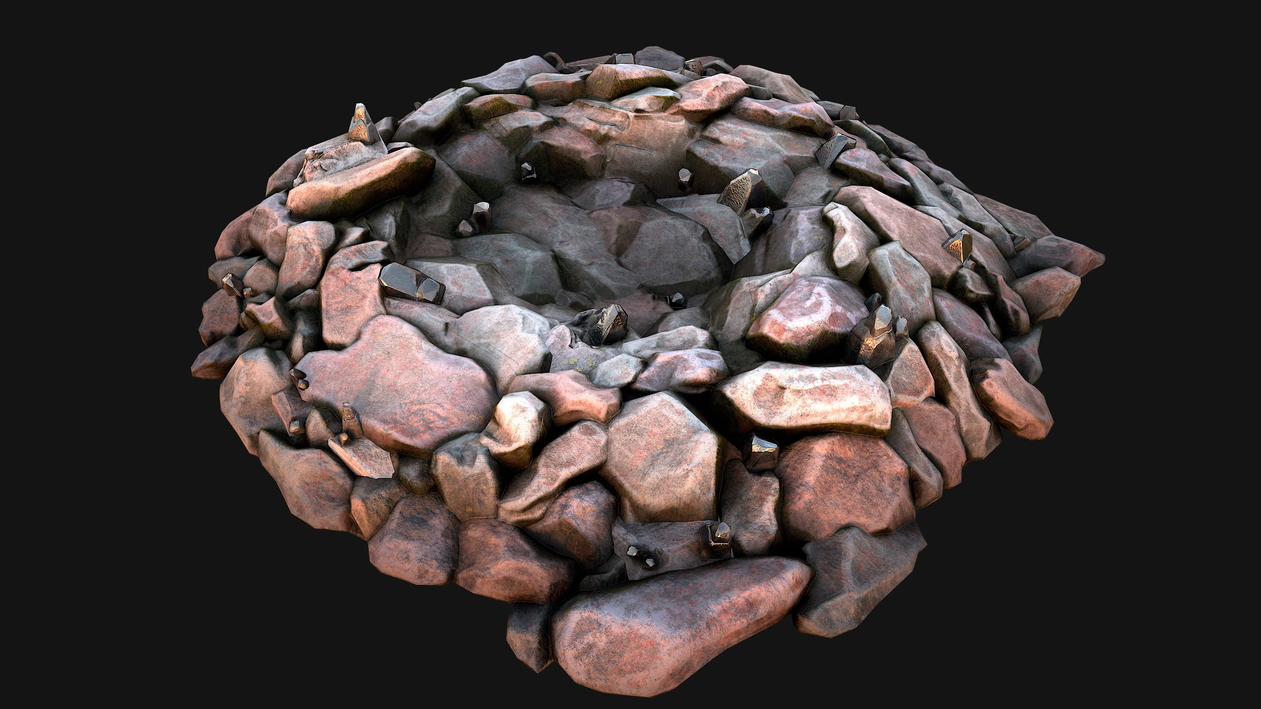 Deposits of Tin Ore Stones and Rocks Low-poly 3D model_29