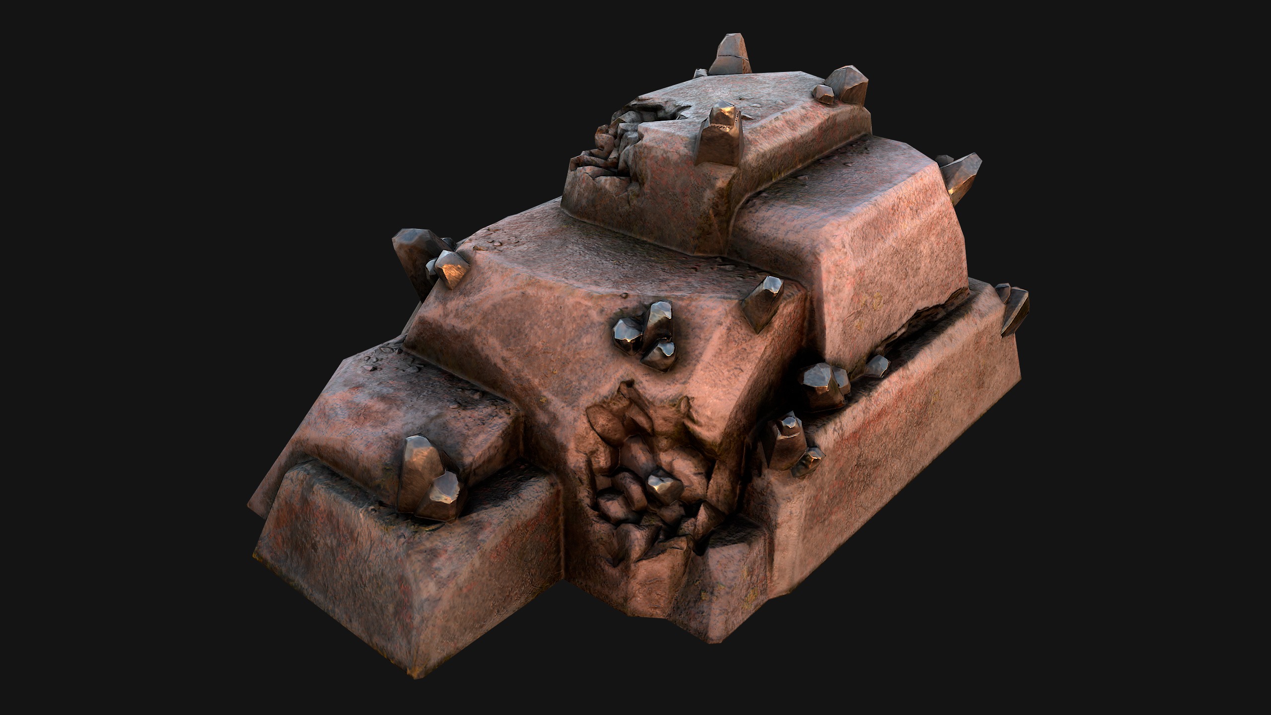 Deposits of Tin Ore Stones and Rocks Low-poly 3D model_16