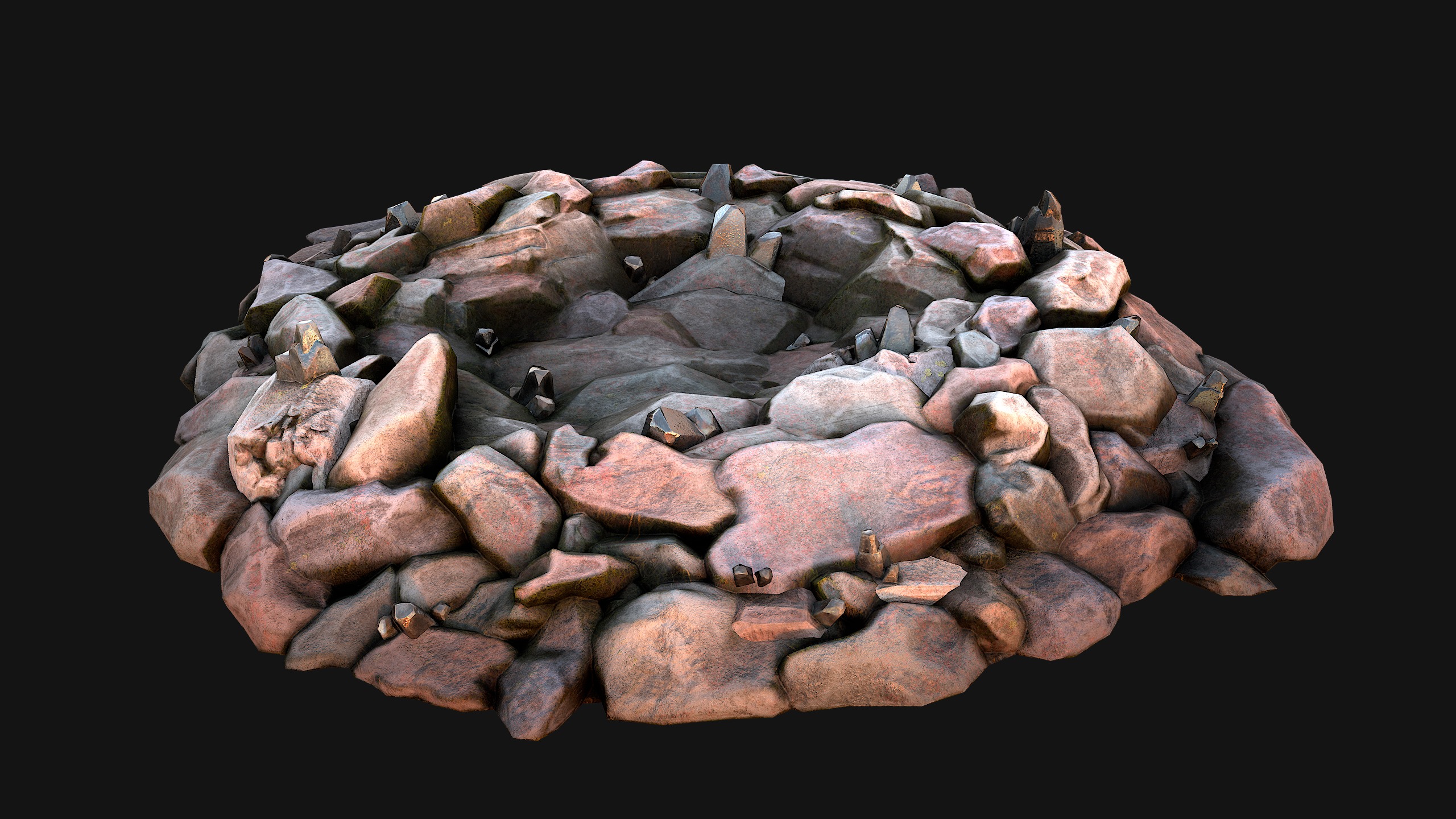 Deposits of Tin Ore Stones and Rocks Low-poly 3D model_25