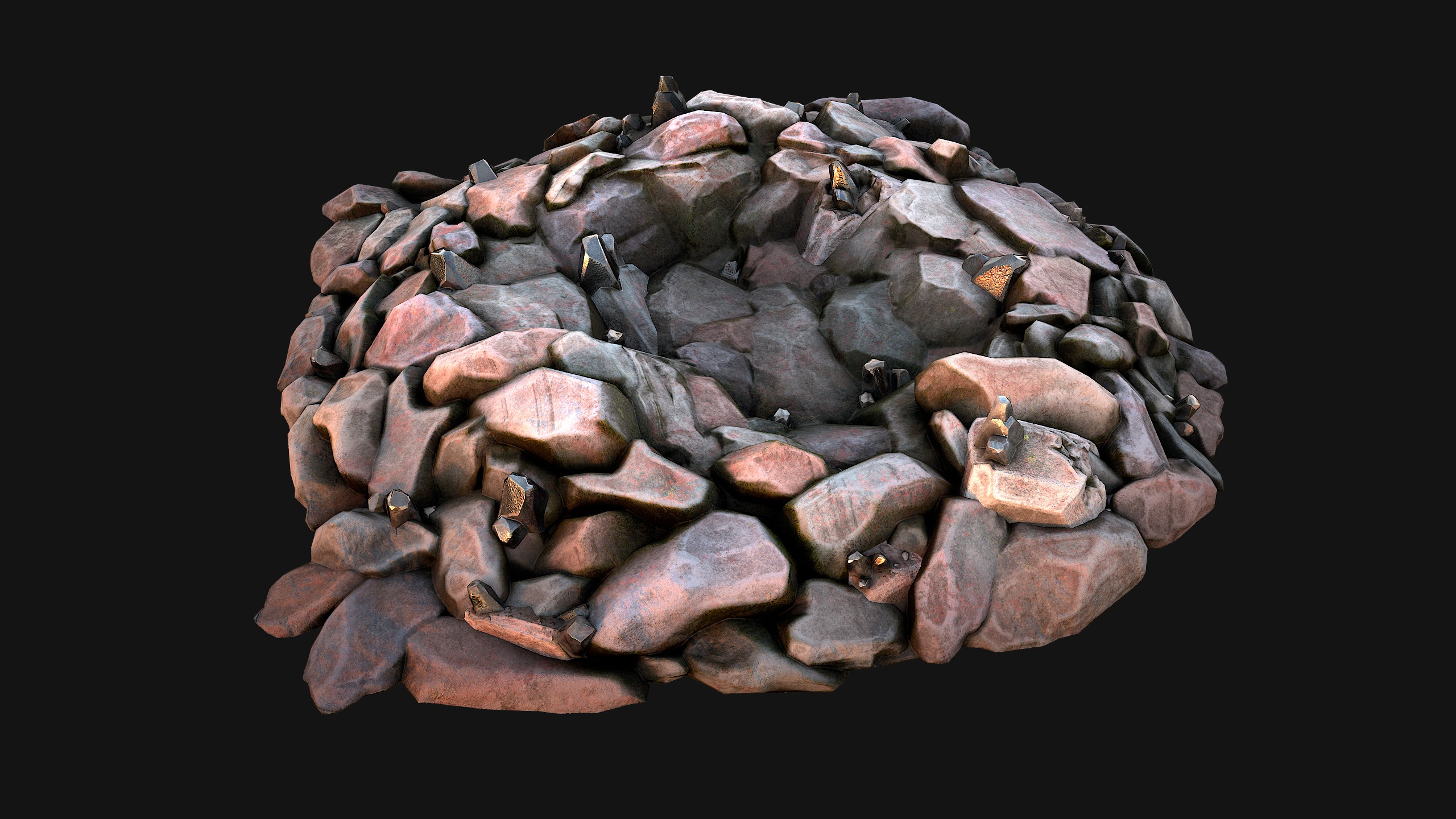 Deposits of Tin Ore Stones and Rocks Low-poly 3D model_23