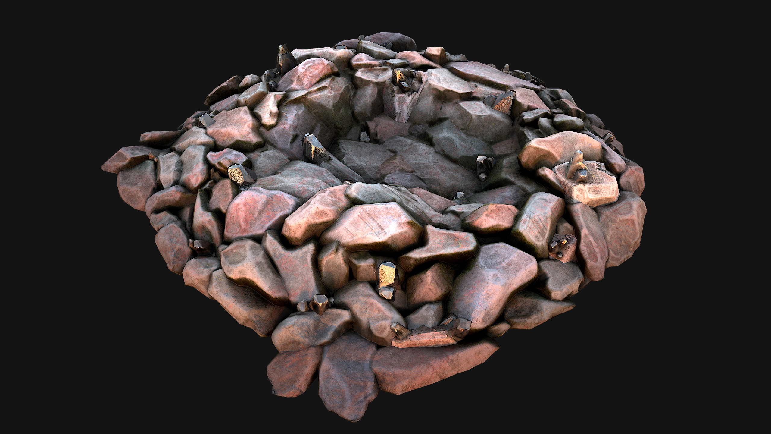 Deposits of Tin Ore Stones and Rocks Low-poly 3D model_22