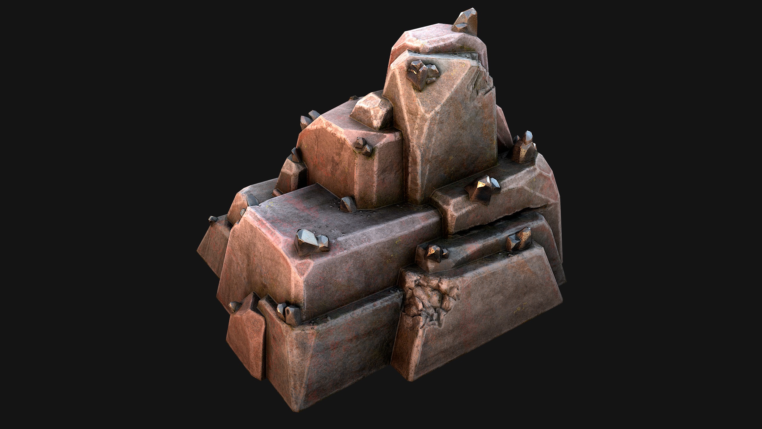 Deposits of Tin Ore Stones and Rocks Low-poly 3D model_13