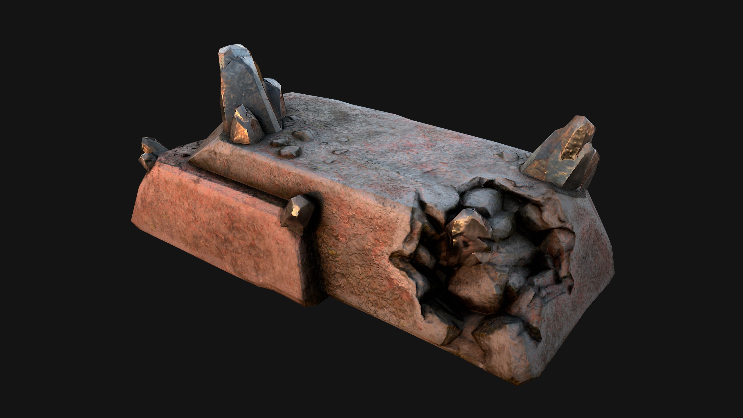 Deposits of Tin Ore Stones and Rocks Low-poly 3D model_17