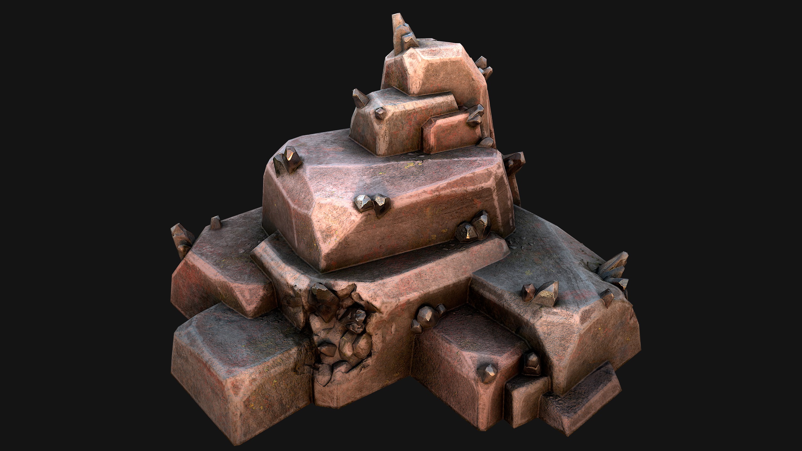 Deposits of Tin Ore Stones and Rocks Low-poly 3D model_14