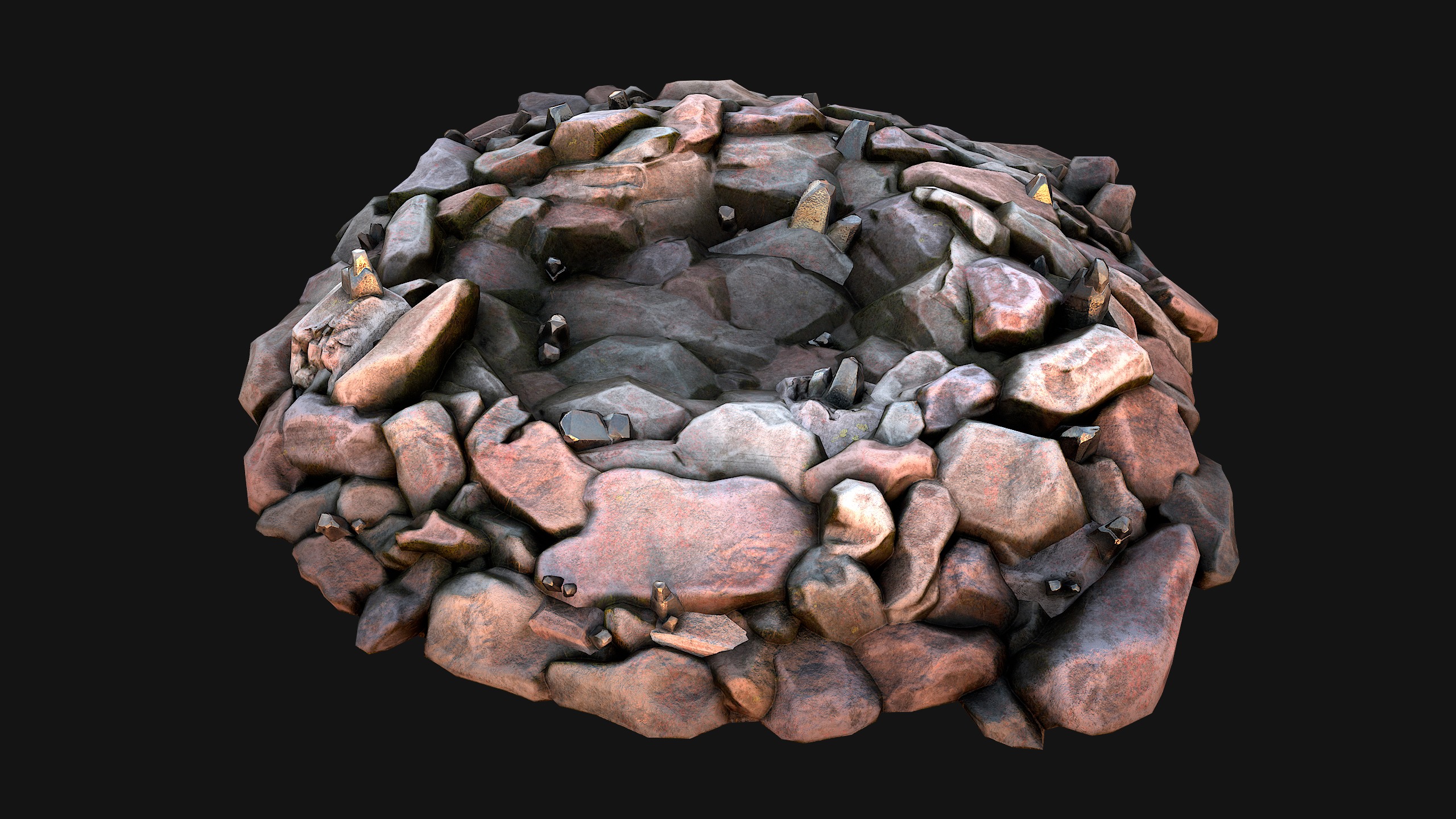 Deposits of Tin Ore Stones and Rocks Low-poly 3D model_28
