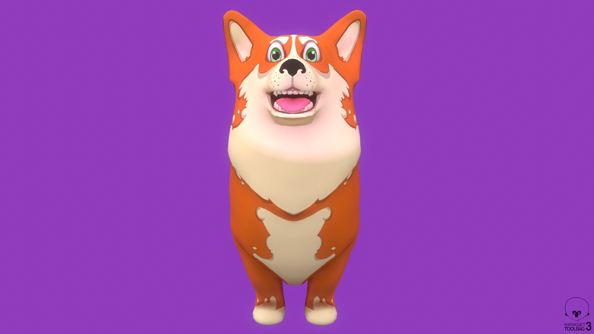 Stylized Orange Welsh Corgy for Games and Animation  Low-poly 3D model_3