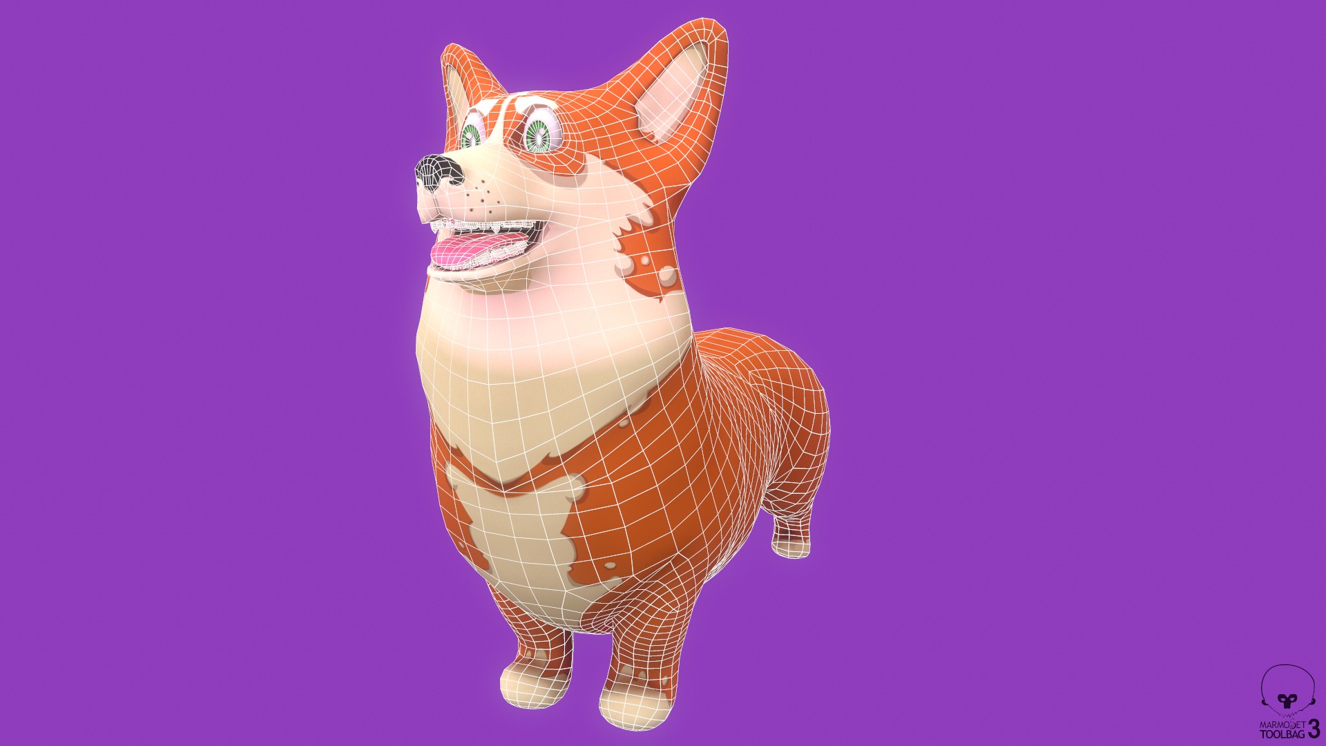 Stylized Orange Welsh Corgy for Games and Animation  Low-poly 3D model_7