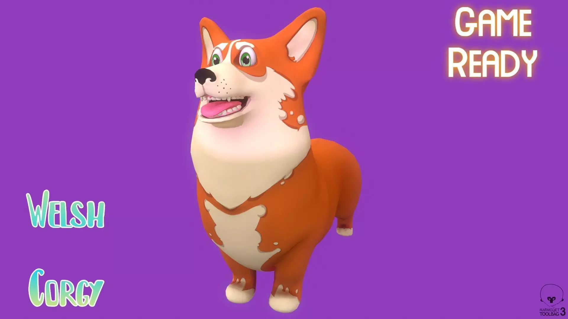 Stylized Orange Welsh Corgy for Games and Animation  Low-poly 3D model_0
