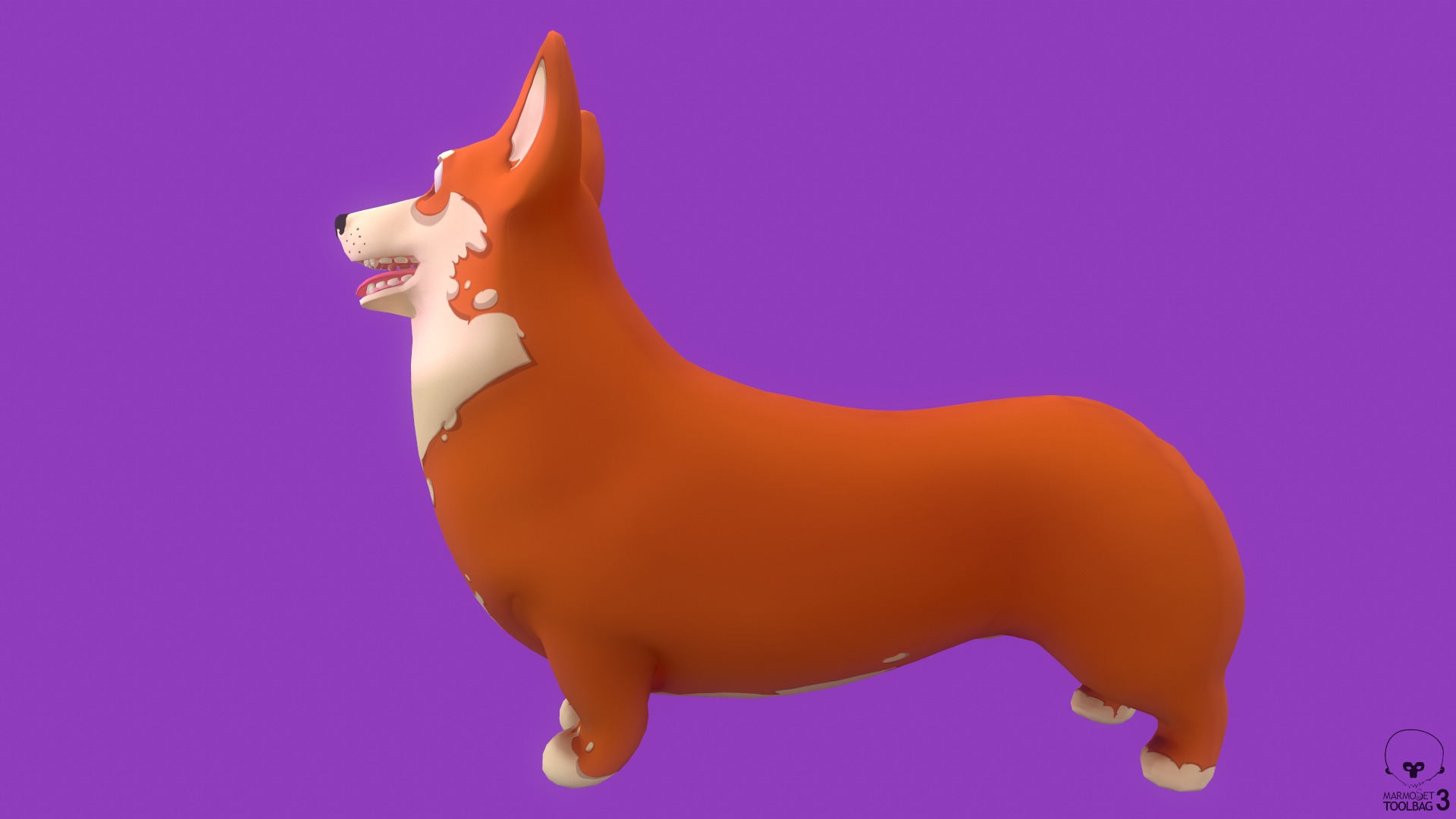 Stylized Orange Welsh Corgy for Games and Animation  Low-poly 3D model_4