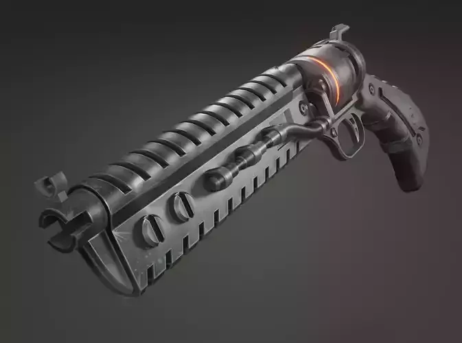 Stylized revolver Low-poly 3D model