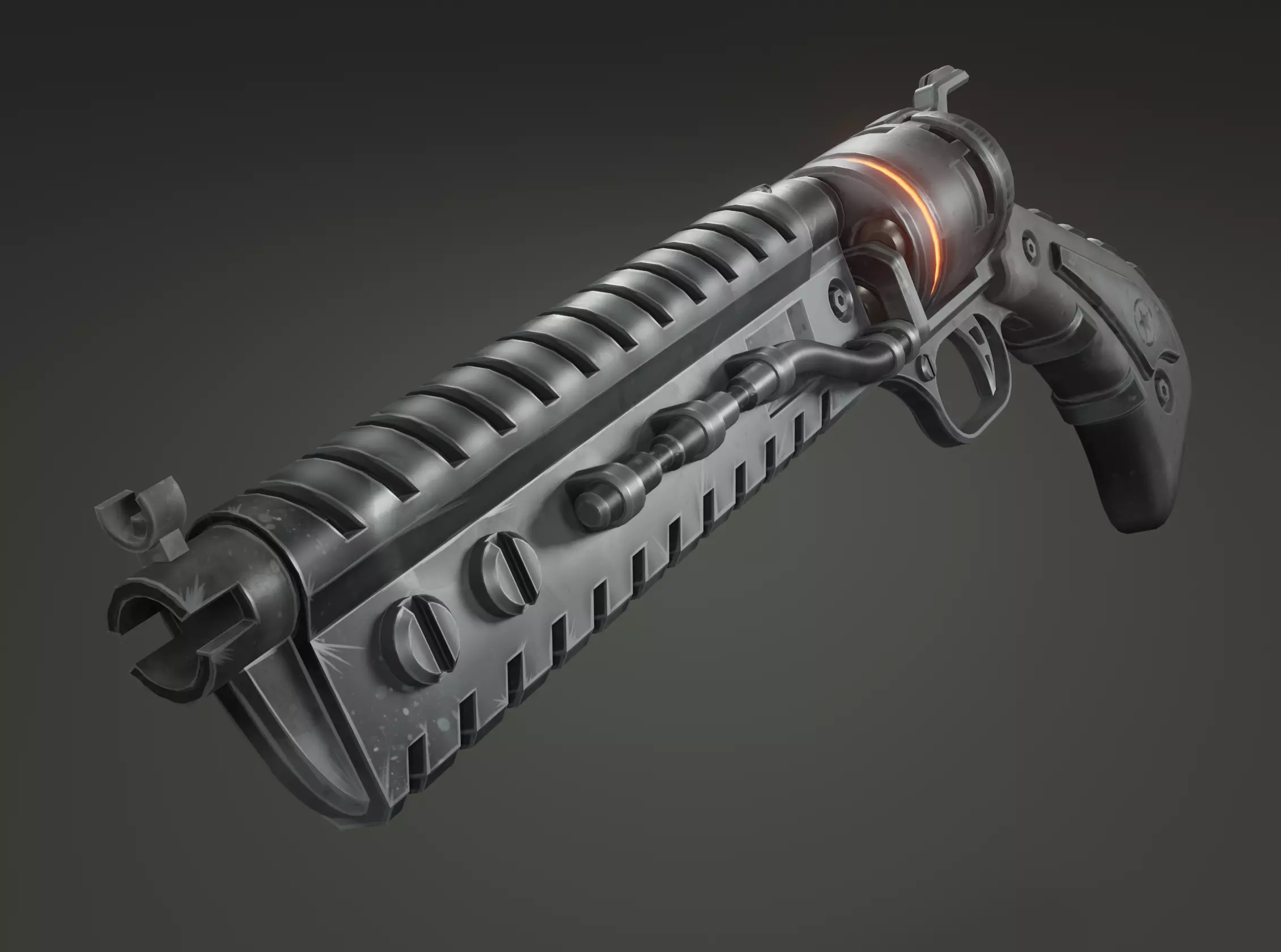 Stylized revolver Low-poly 3D model