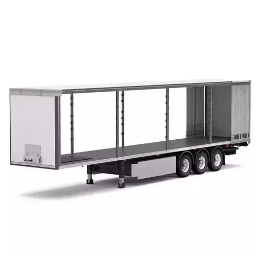 Semi Trailer Open Curtain 2 3D model