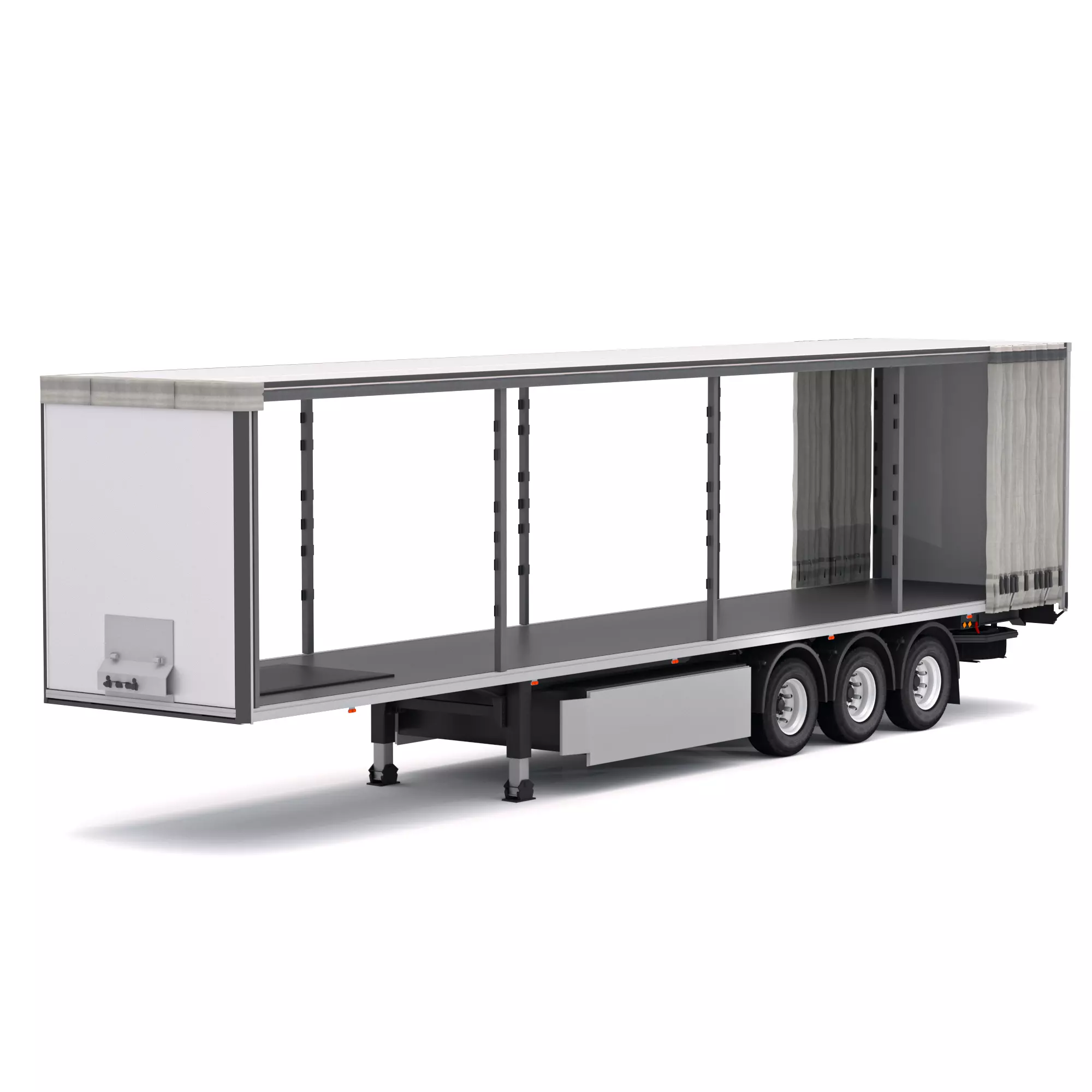 Semi Trailer Open Curtain 2 3D model
