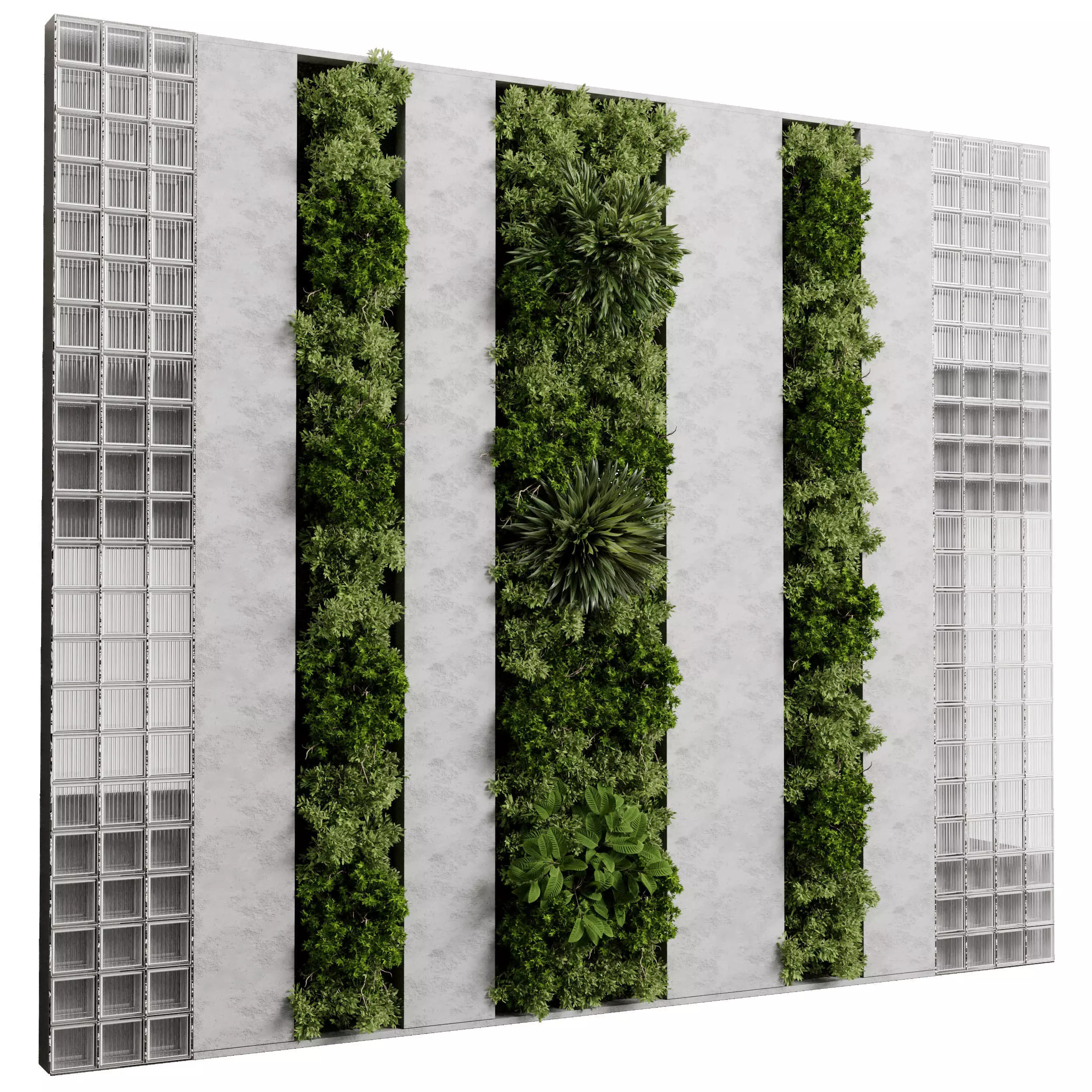 Vertical Garden - Green Wall in a concrete dirty 95 3D model_0