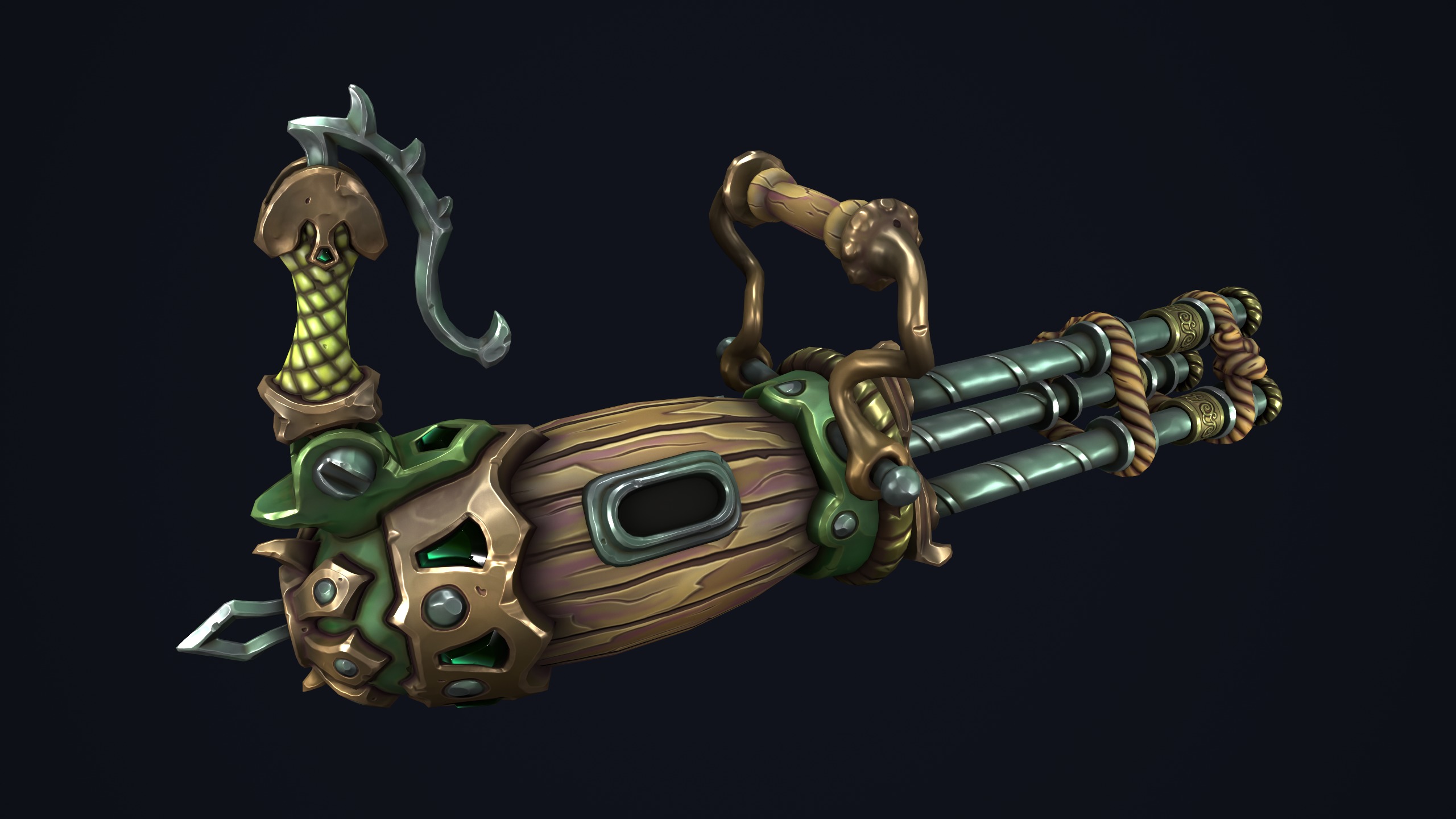 Fantasy pirate minigun Low-poly 3D model_12