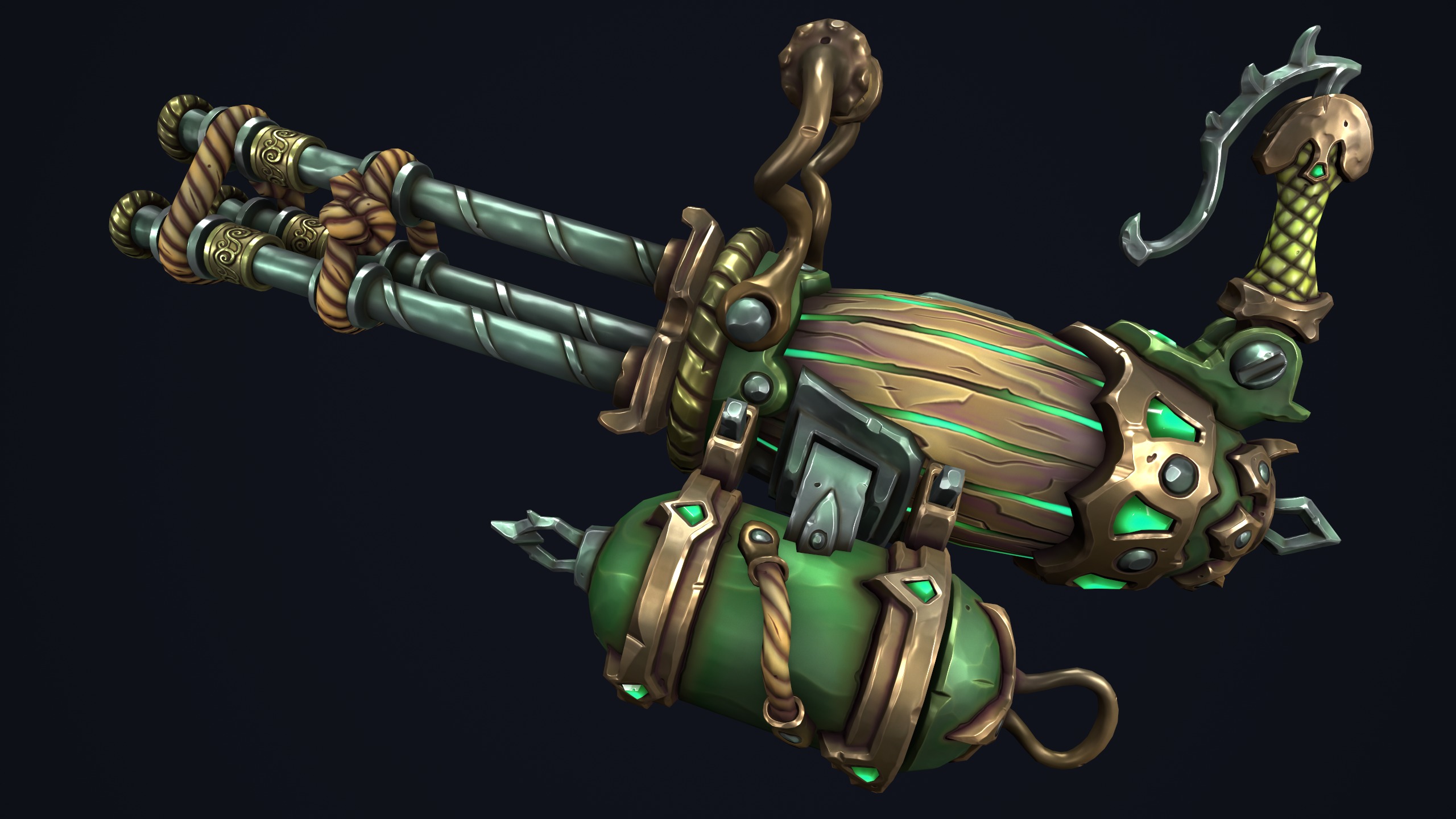 Fantasy pirate minigun Low-poly 3D model_6
