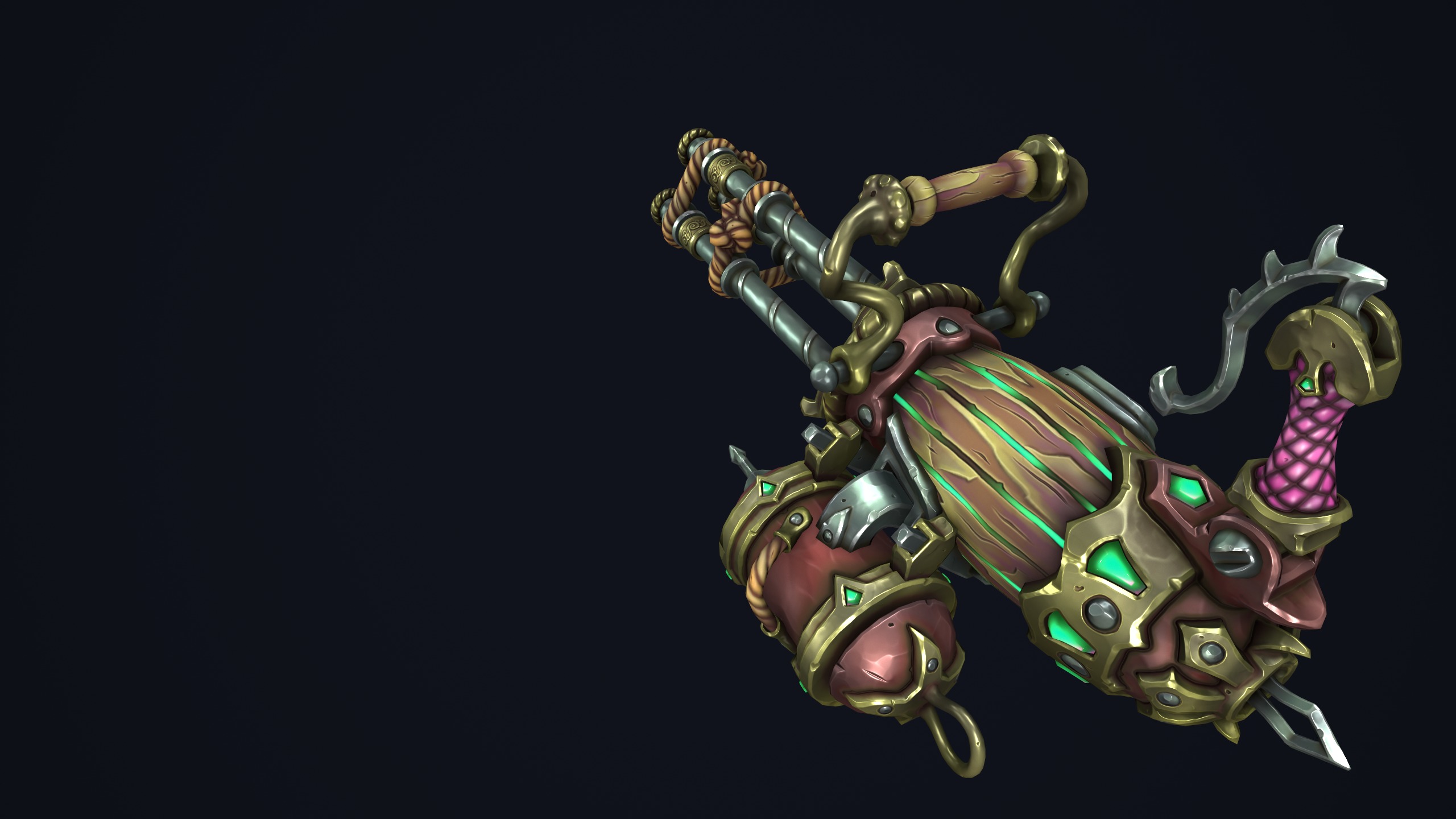 Fantasy pirate minigun Low-poly 3D model_13