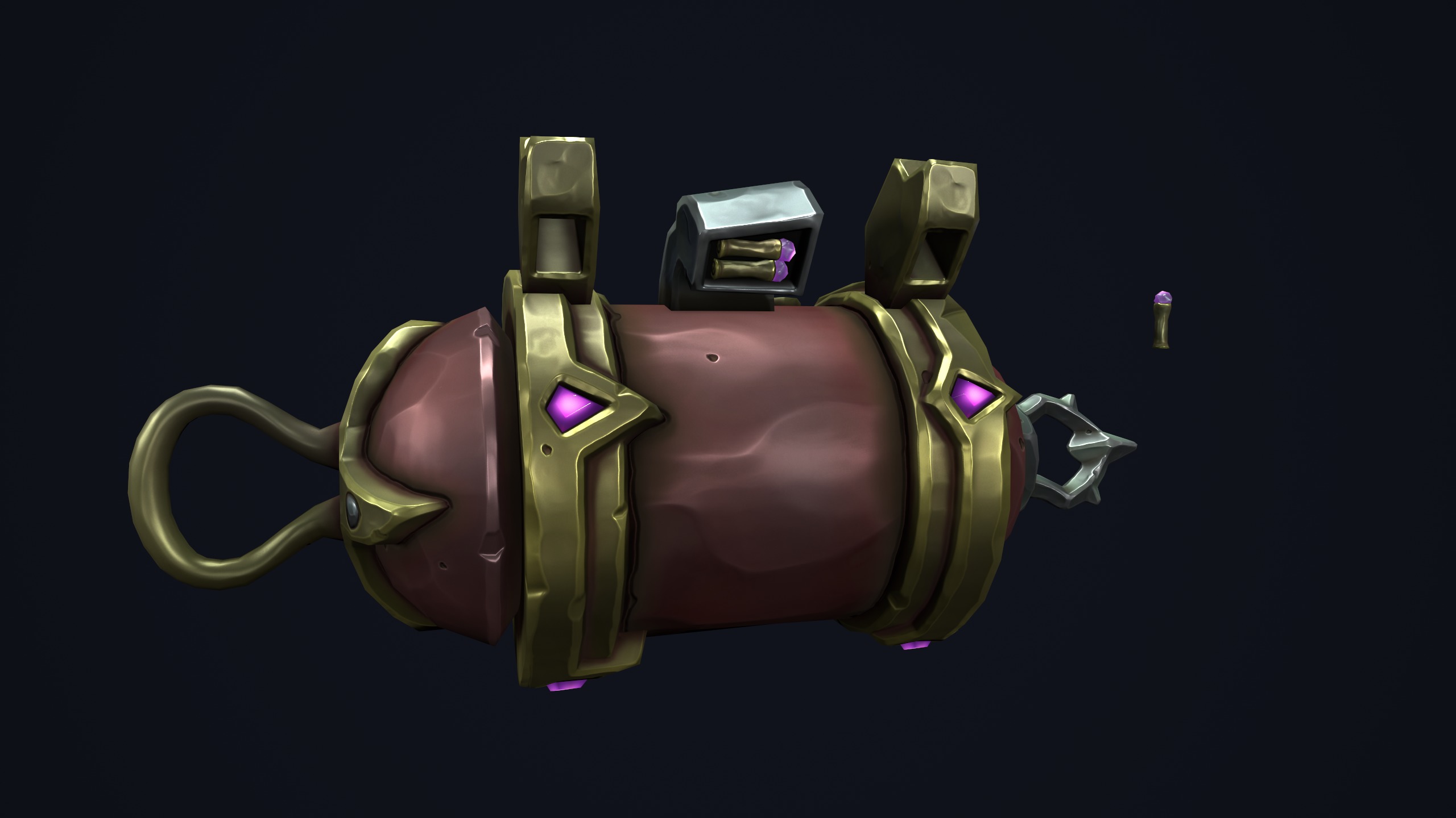 Fantasy pirate minigun Low-poly 3D model_16