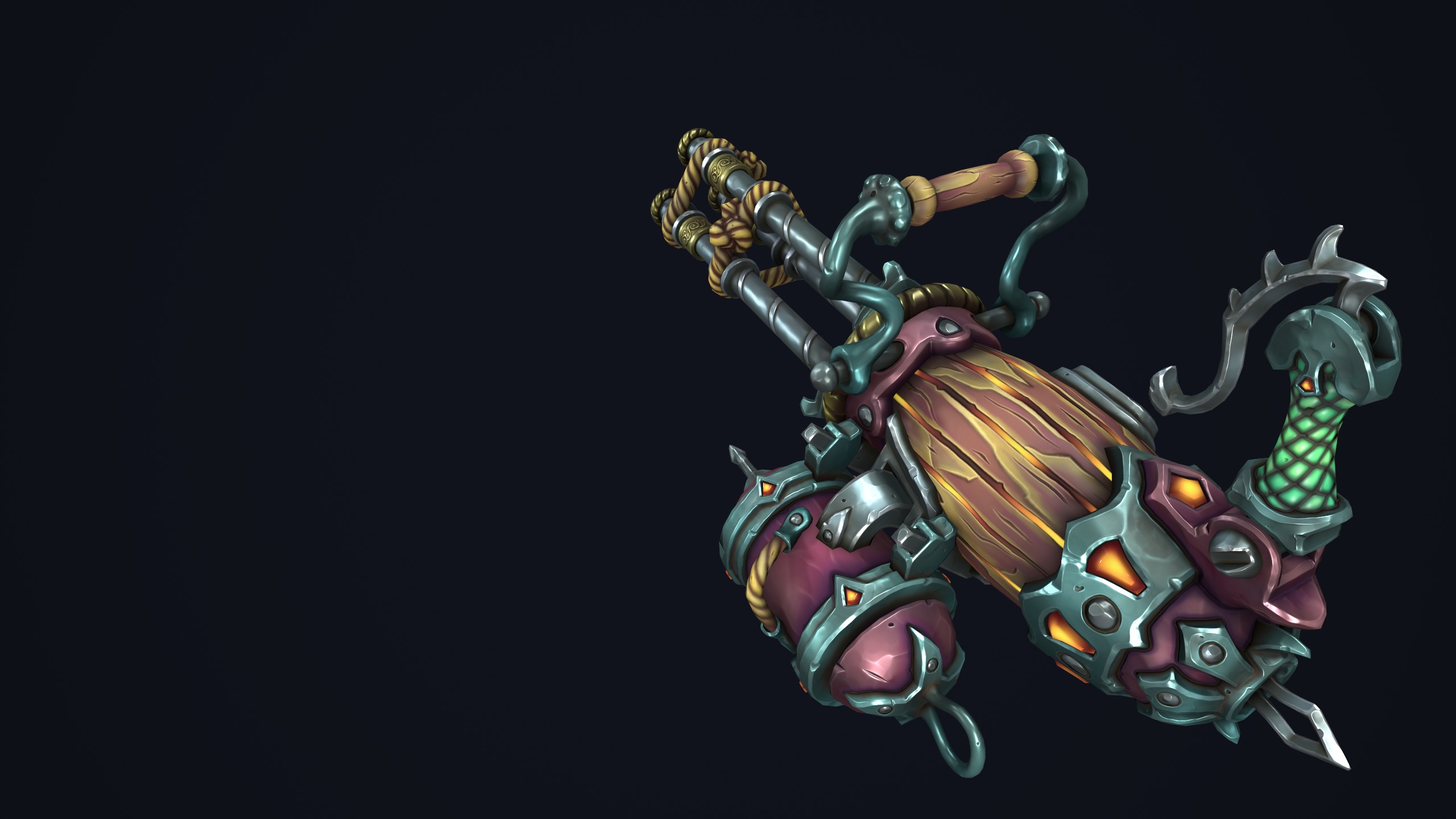 Fantasy pirate minigun Low-poly 3D model_14