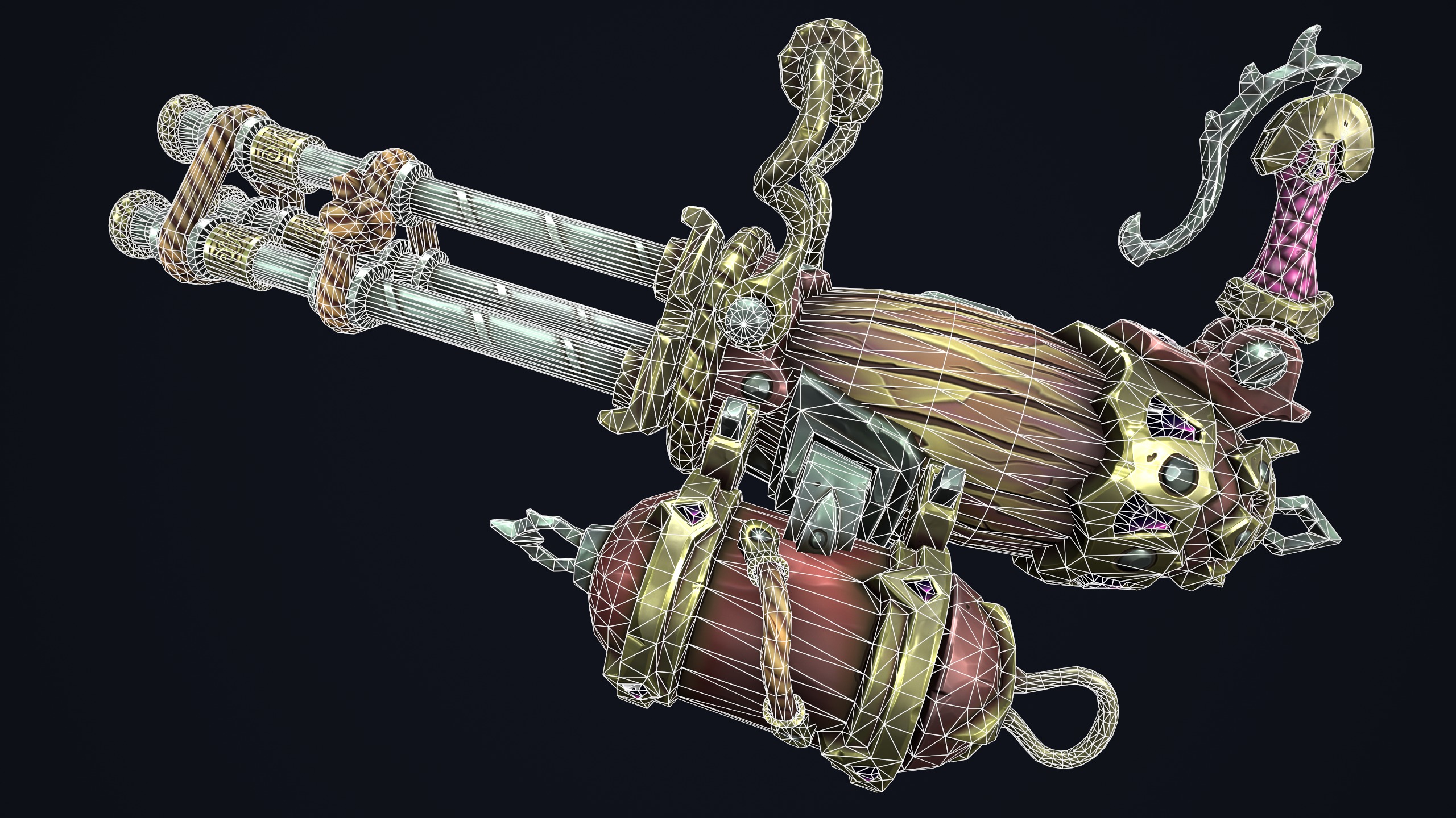 Fantasy pirate minigun Low-poly 3D model_1