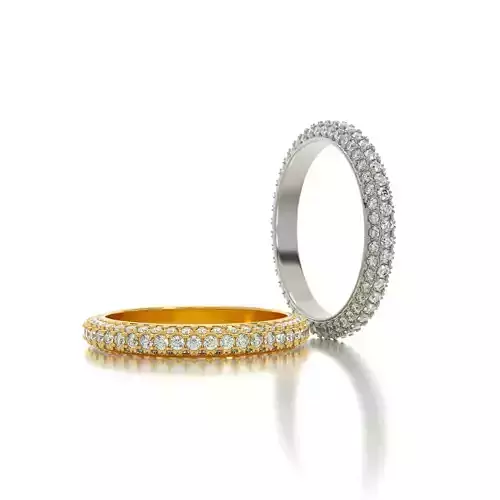 eternity gold ring  with 3 rows of diamonds 3D print model