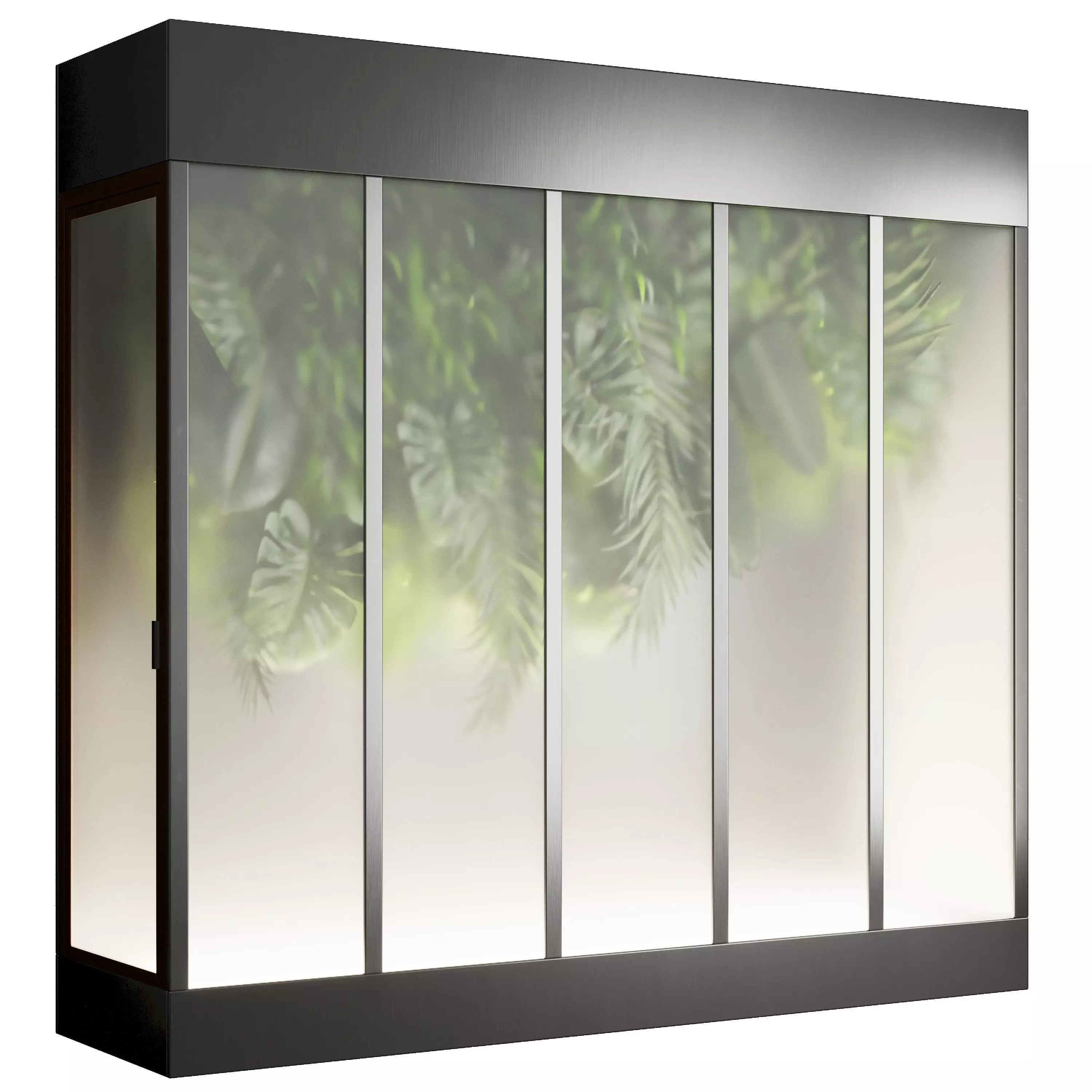 light box with tropical leaf garden in frame glass smoked 3D model