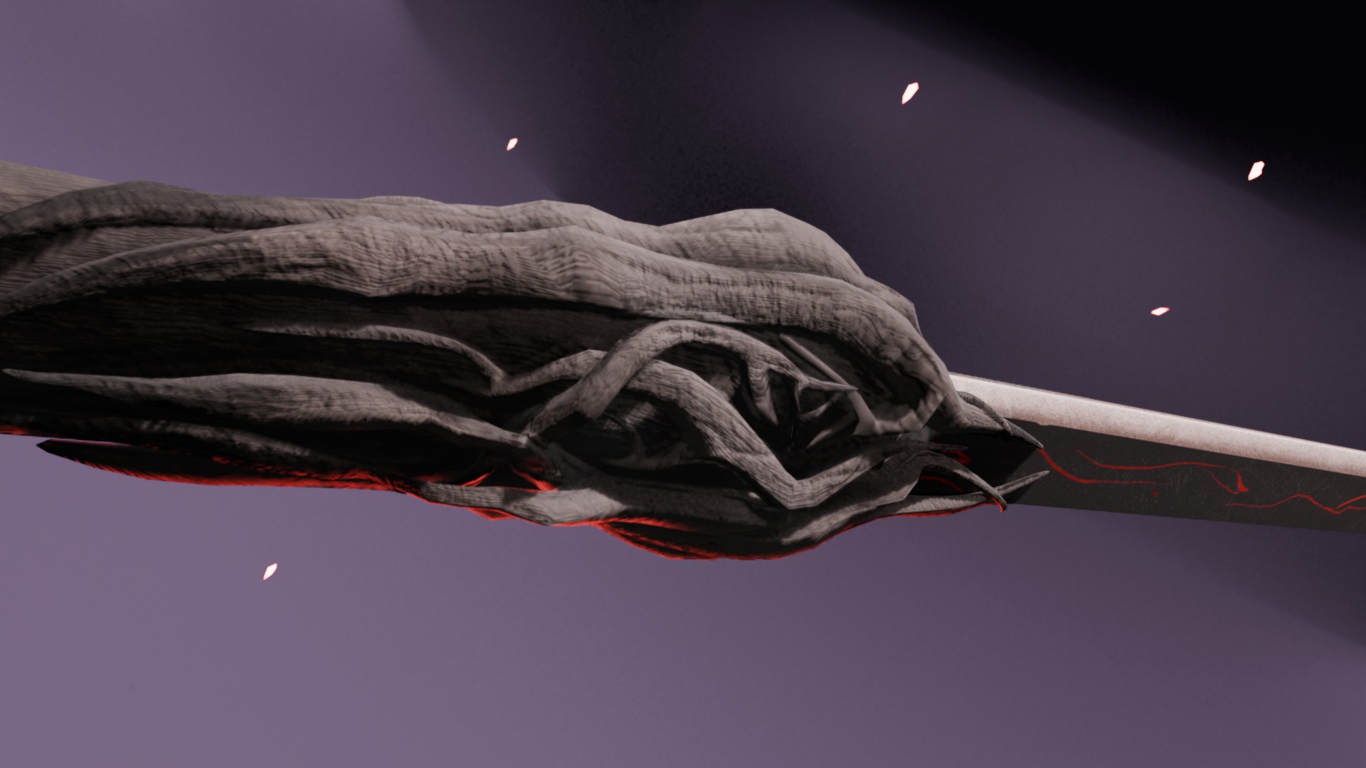 Rooted Red Gem Katana Low-poly 3D model_6