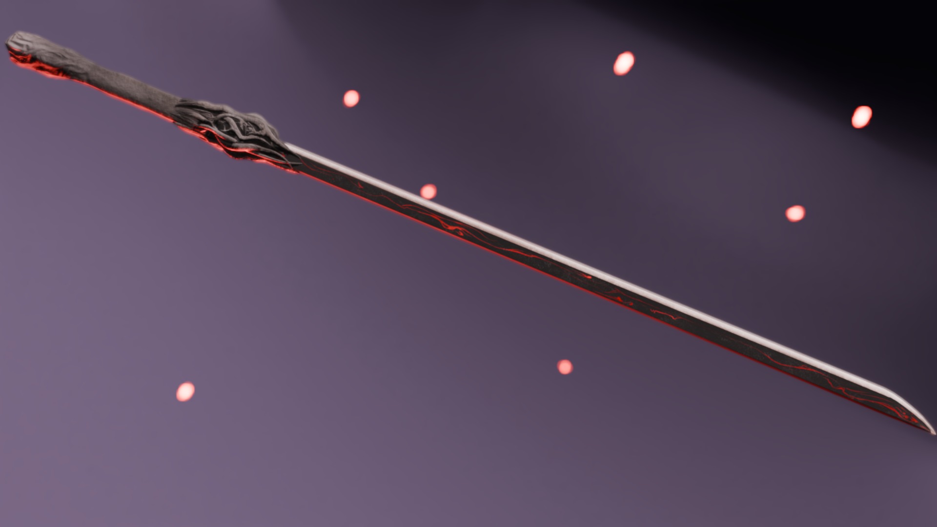 Rooted Red Gem Katana Low-poly 3D model_1