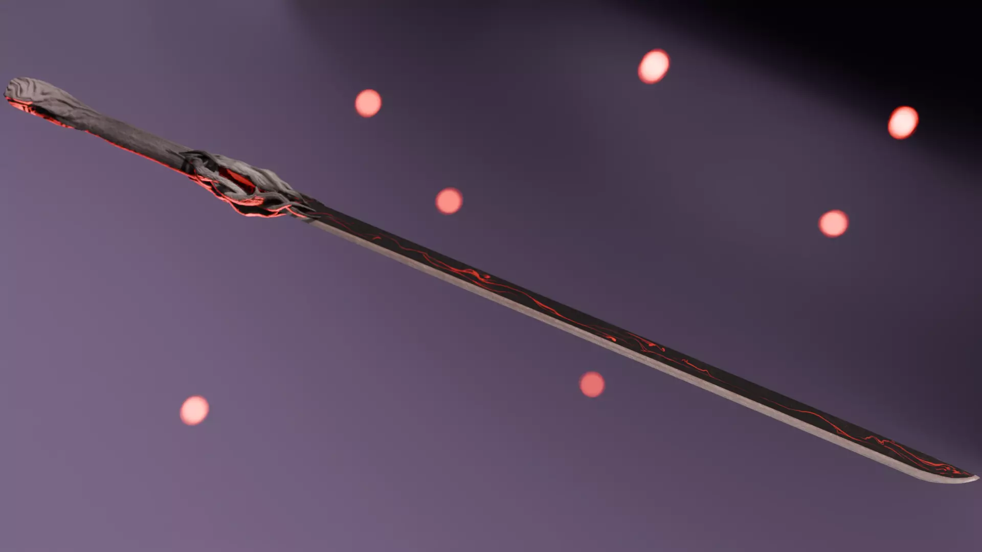 Rooted Red Gem Katana Low-poly 3D model_0