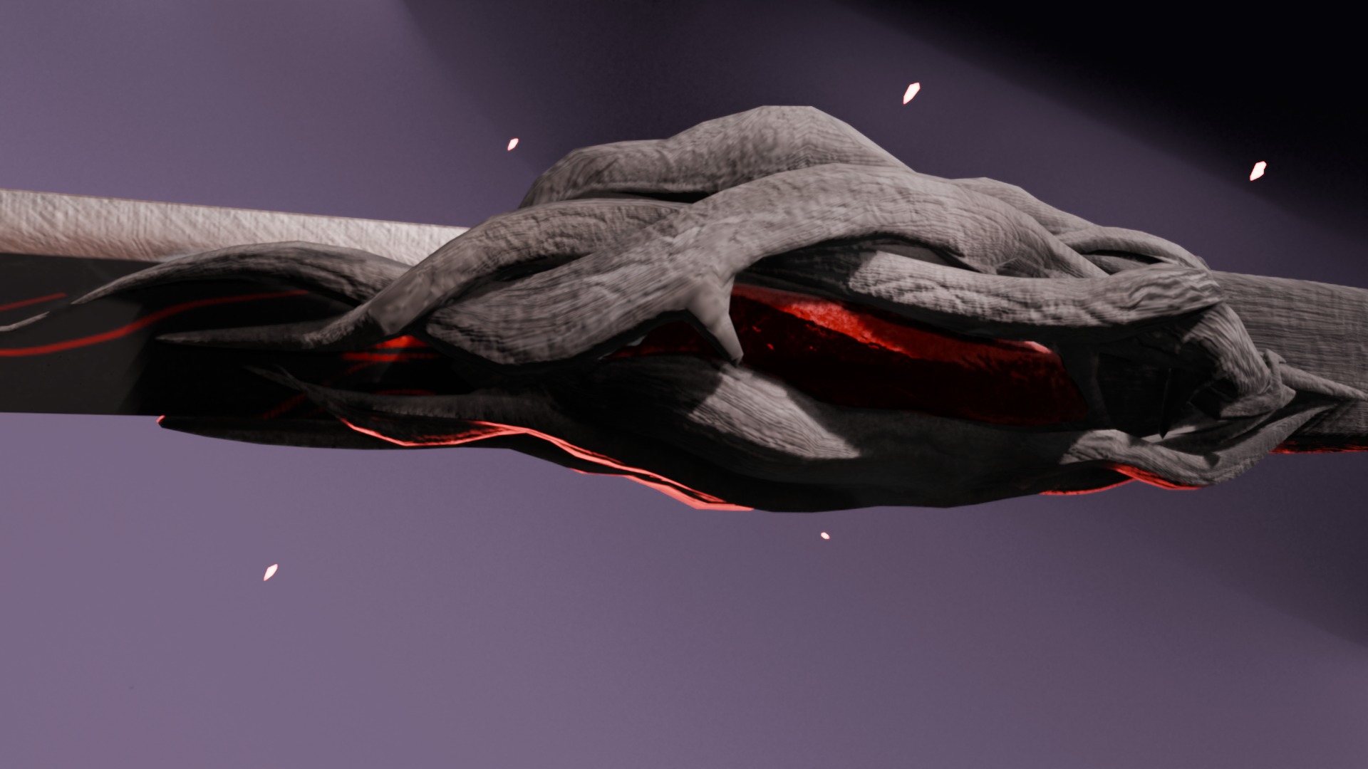 Rooted Red Gem Katana Low-poly 3D model_3