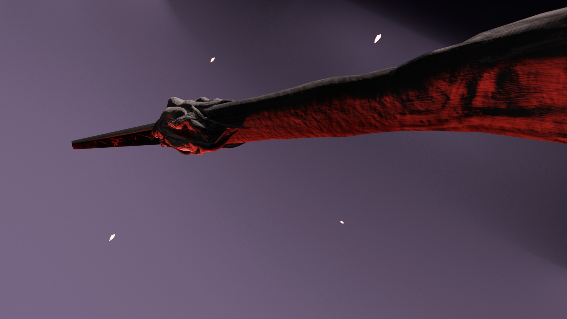 Rooted Red Gem Katana Low-poly 3D model_5