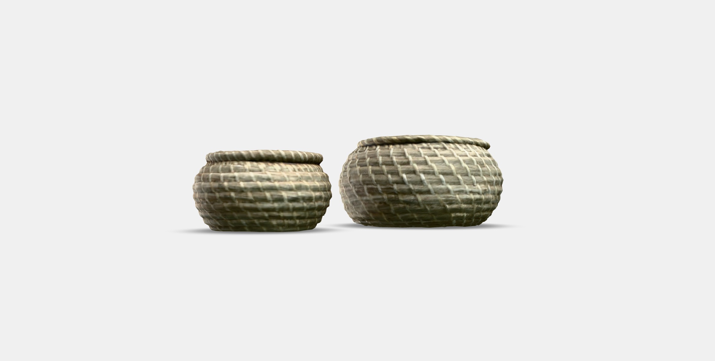 FRYKEN basket with lid set of 3 Low-poly 3D model_4