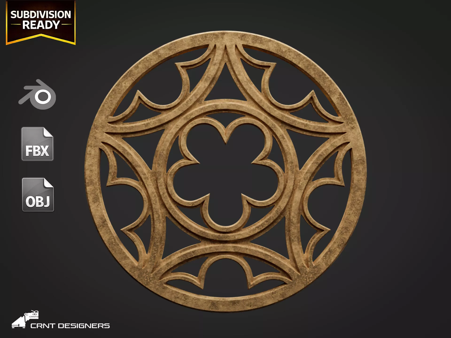 Round Gothic Window 3D model